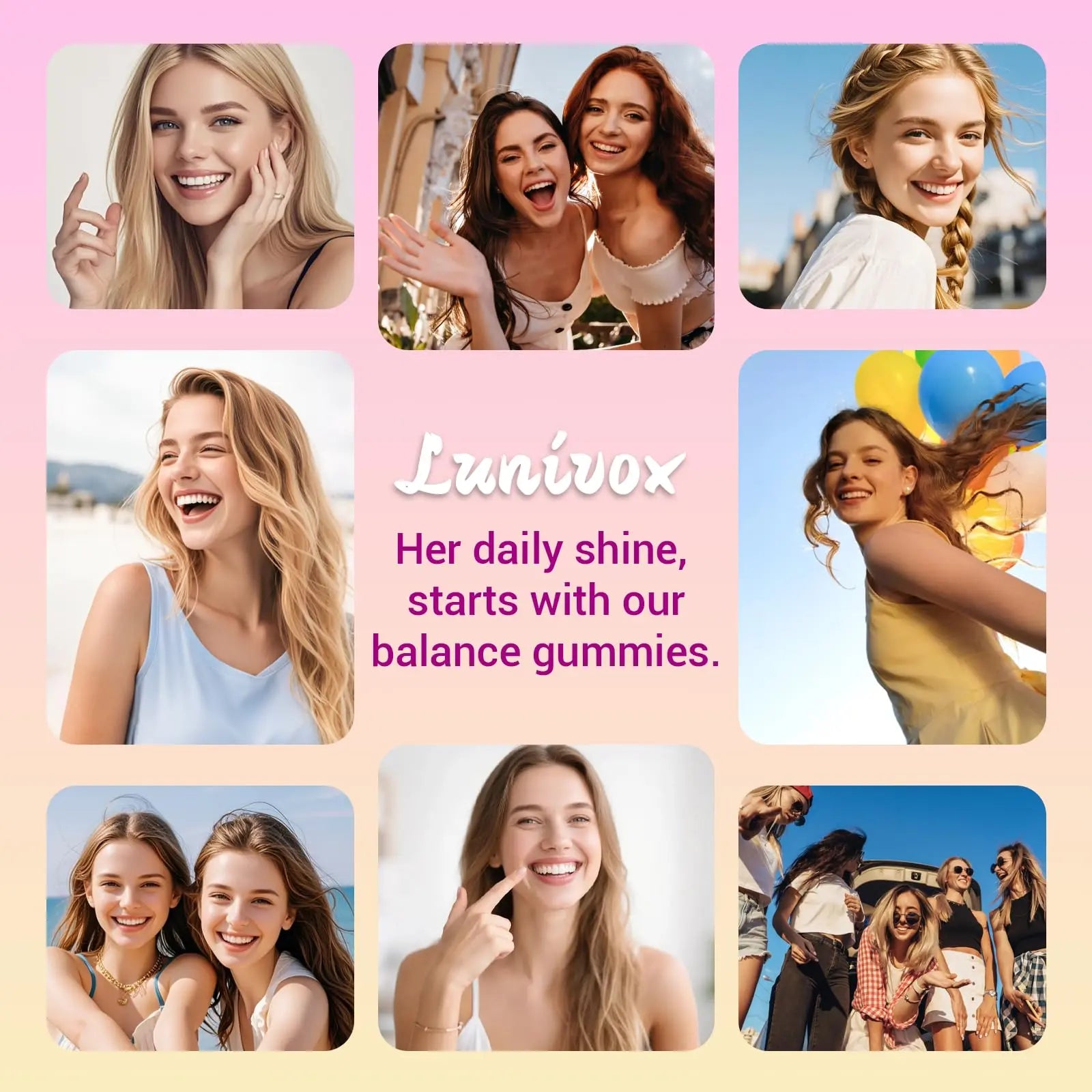 Lunivox Her Juicy Feminine Probiotics Gummies for Women, with Prebiotics & Slippery Elm - Promotes pH Balance, Gut Health & Immune Support - Pineapple Flavor, 60 Count Lunivox Au supplements