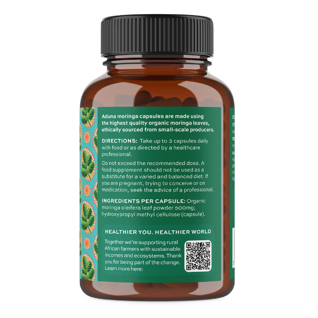 Aduna Organic Moringa Capsules 1500mg | 100% Pure Moringa Leaf for Energy, Immunity & Focus | Natural Plant-Based Food Supplement for Tiredness, Recovery & Breastfeeding | 180 Vegan Capsules Aduna Au supplements