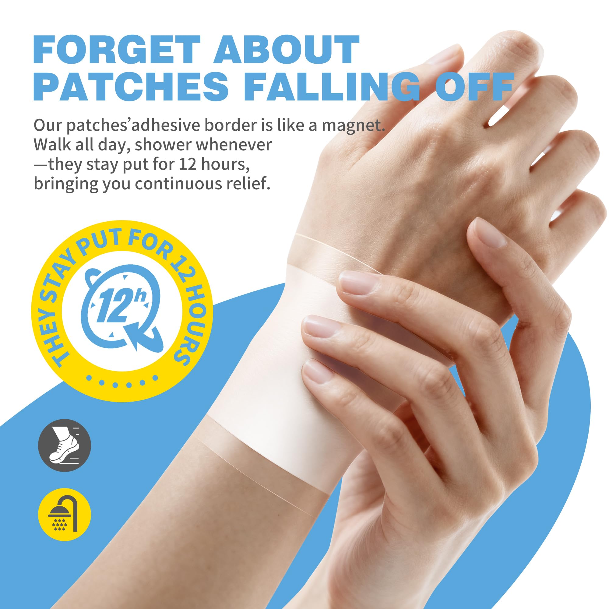 CARELAND Plantar Fasciitis Lidocaine Pain Patches with Hydrogel Technology- Waterproof with Sticky Border, 12 Hour Pain Relief - Contours to Your Foot - 16 Ct CARELAND Au supplements