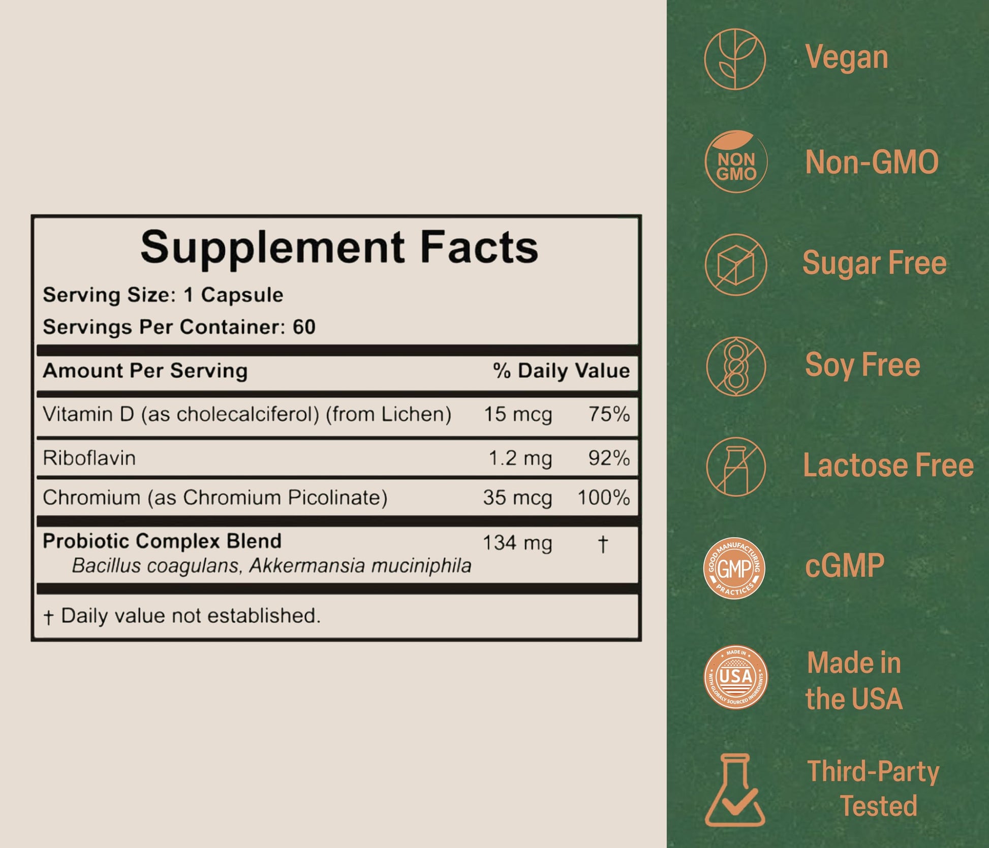 Akkermansia Probiotic for Appetite Suppressant & Craving Control | Increases GLP-1 for Weight Loss | 60 Day Supply | Made in USA | Bacillus Coagulans, B2, D3 & Chromium | SIBO Friendly, Vegan Akkermy Au supplements