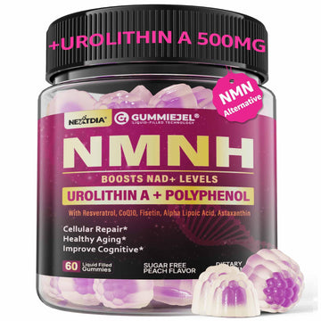 NMNH Gummies 300MG for Longevity with Urolithin A, Polyphenol Blend, Resveratrol, NAD+ Supplement for Women & Men Boost NAD+ Levels, Optimized Aging, Cell, DNA Repair, Energy, Focus, Sugar Free, 60cts Nextdia Au supplements