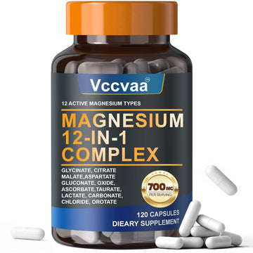 Magnesium Complex 700mg – 12-in-1 Magnesium Supplement with Glycinate, Citrate, Malate, Oxide, Taurate & More – High Absorption for Muscle, Heart, Sleep, Bone, Nerve Support –120 Capsules (1 Pack) Vccvaa Au supplements