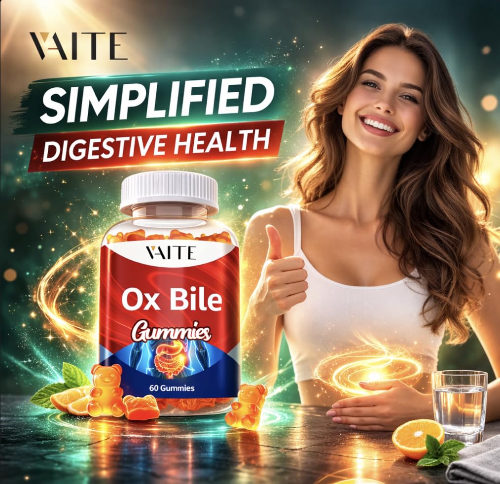 VAITE Ox Bile Gummies – 500mg Digestive Support for Gallbladder & Gut Health – Non-GMO, Sugar-Free Supplement – Helps Nutrient Absorption & Bile Flow – 60 Easy-to-Chew Bile Acid Chewables VAITE Au supplements