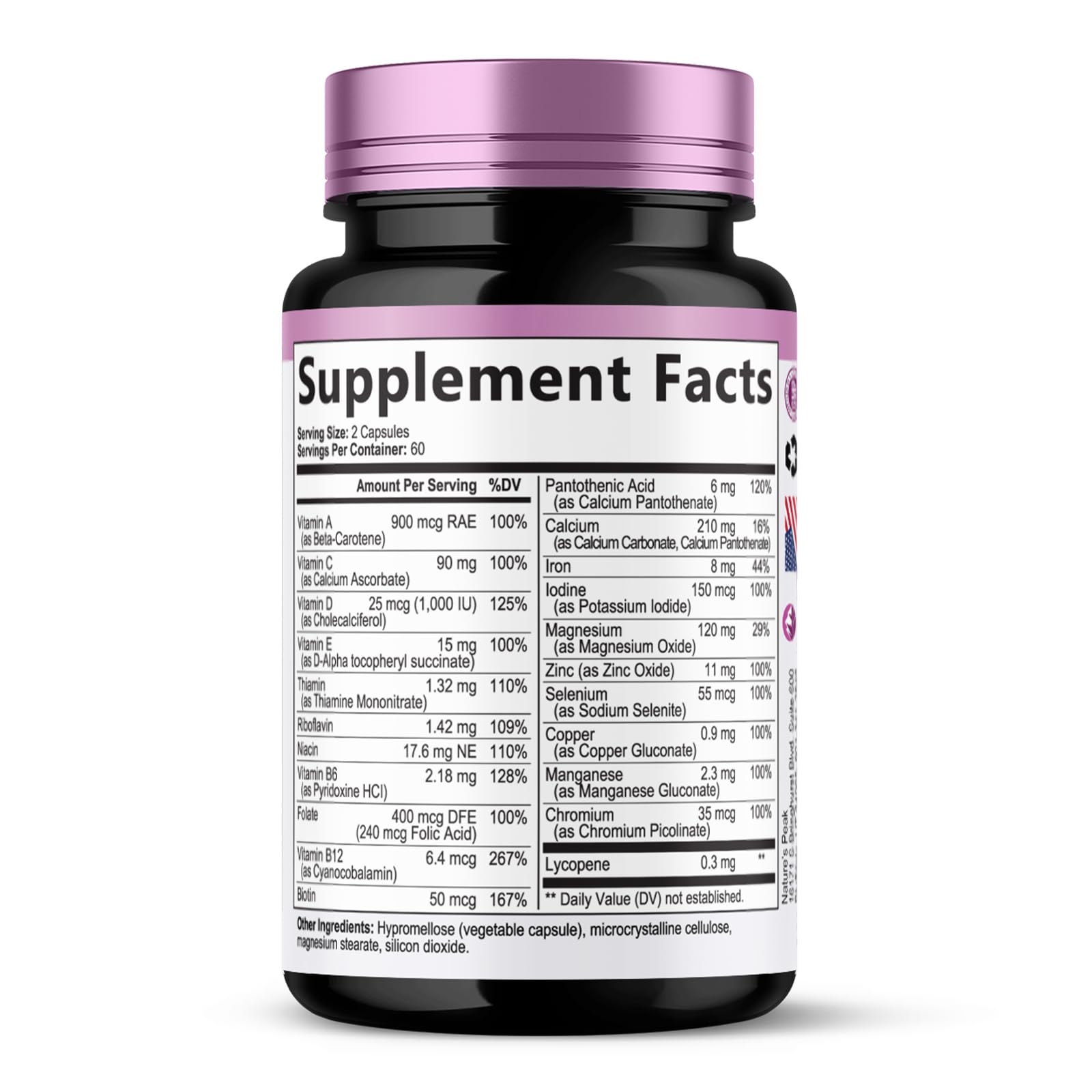 Multivitamin for Women - Complete Daily Womens Multivitamins with Calcium, Folate, Vitamin A, C, D, E & B Vitamins, Zinc and Iron - Multi Vitamins for Bone, Energy & Immune Support - 120 Capsules Nature's Peak Au supplements