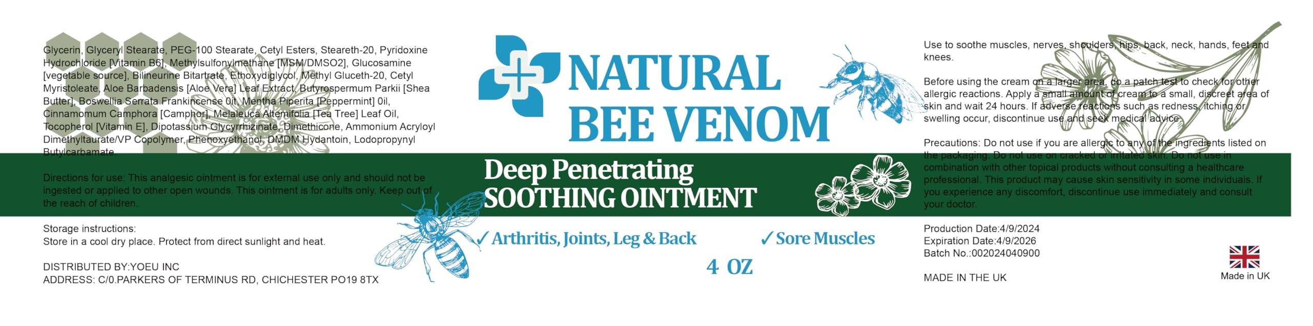 PIBIOOMAP Zealand Bee Venom Serum Gel, Professional for Joint, Muscle, Bone Cream, 24h Fast Release, Soothing Powerful for Back, Neck, Hand, Foot, Knee, Muscle, Shoulder, Hip, Nerve PIBIOOMAP Au supplements