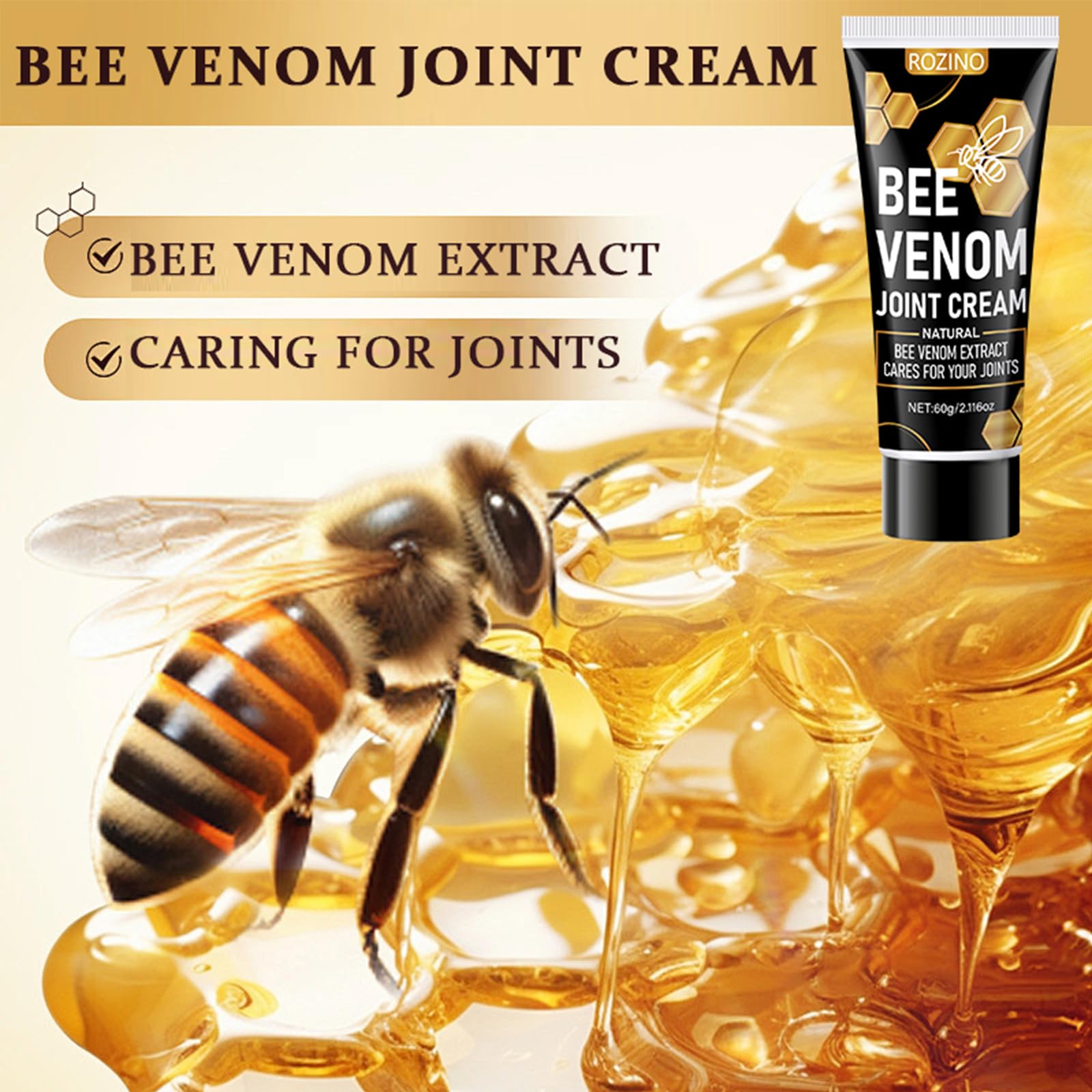 Bee Venom Joint Cream for Knees & Joints - Lightweight Moisturizing Cream for Dry Skin, Fast Absorbing & Non-Greasy Formula - Supports Comfortable Movement (2.116OZ) Generic Au supplements