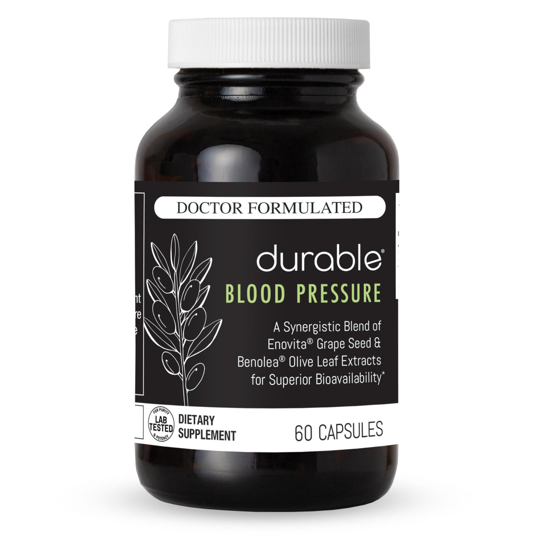 Durable Blood Pressure – Benolea Olive Leaf & Enovita Grape Seed Extract – Healthy Circulation, Nitric Oxide & Artery Support – Doctor Formulated, Vegan, Non-GMO, Made in USA (60 Capsules) Durable Au supplements