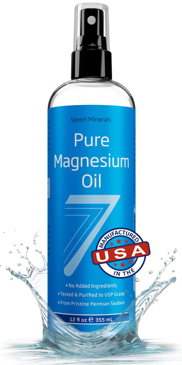 Seven Minerals Pure Magnesium Oil Spray, Big 12oz, USP Grade, Extra Strength, for Feet, Sleep, Muscle Pain & Cramps - Mined in The USA Seven Minerals Au supplements