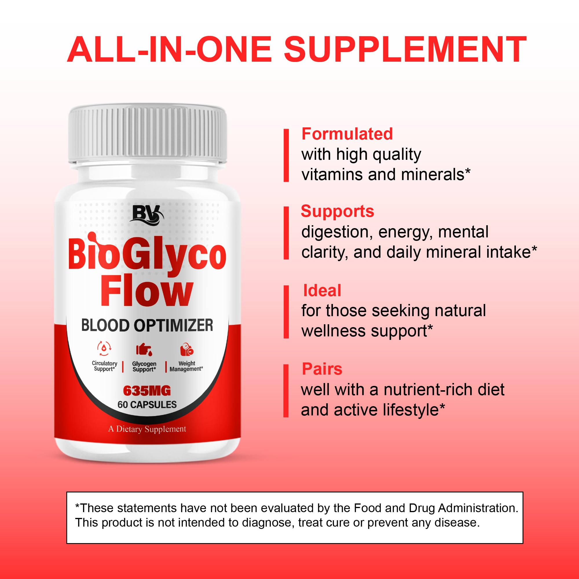 BioGlyco Flow Advanced Daily Multivitamin Health Support and All Natural Wellness Supplement Formula, BioGlyco Flow Premium Health and Wellness Support Formula Supplement (1 Pack - 60 Capsules) BLUE VIBE Au supplements