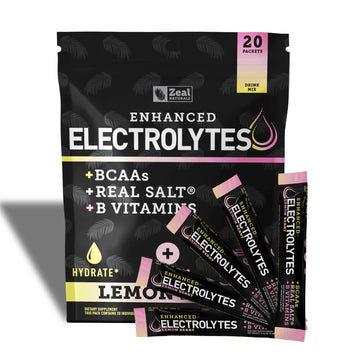 Enhanced Powder Stick Packs (Lemon Berry - 20 Packets) Sugar Free + BCAA B-Vitamins Zeal Naturals Au supplements
