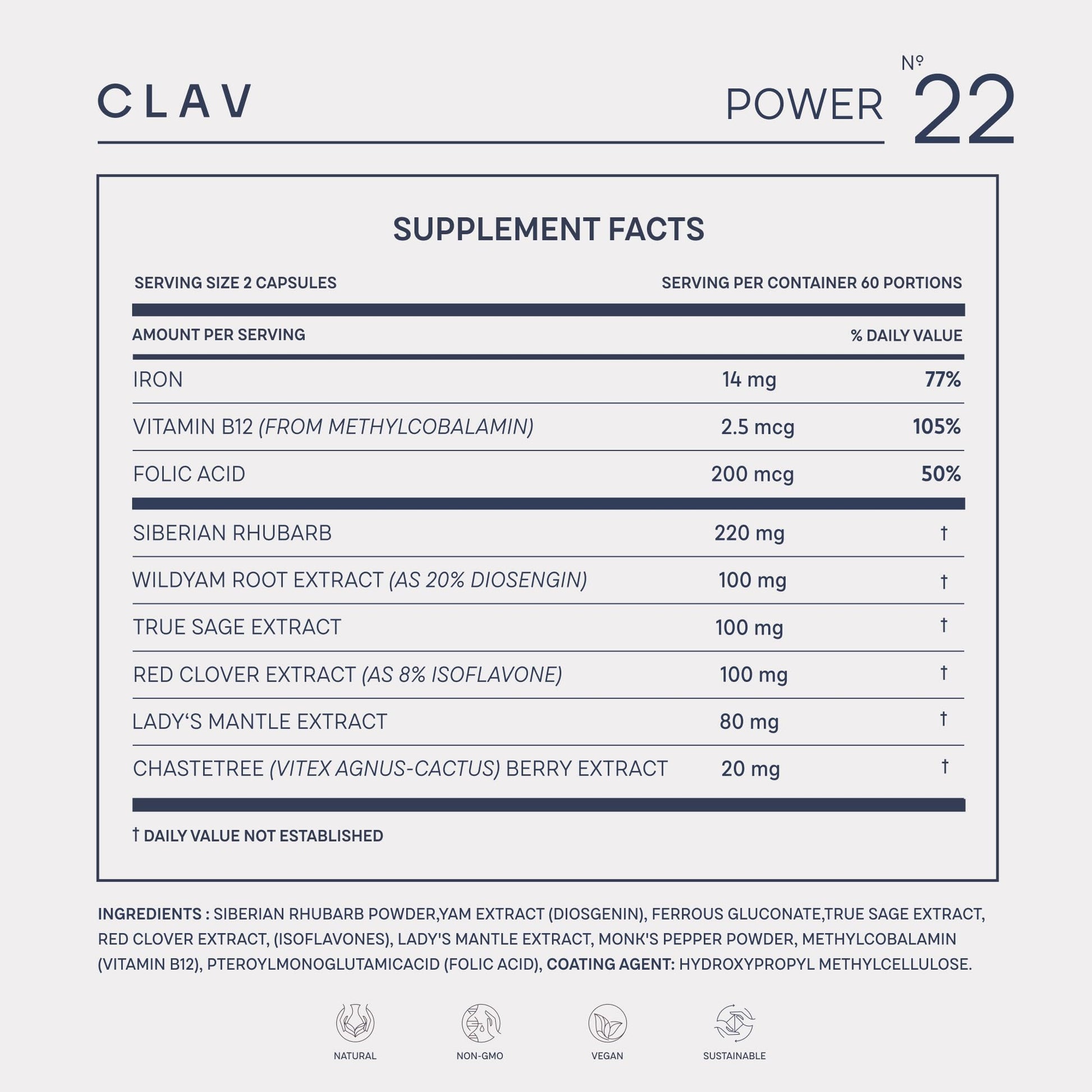 CLAV® Natural Hormone Balance for Women - PMS Relief with Siberian Rhubarb, Wild Yam & Vitex Berry - Vegan Menstrual Regulator Supplement - 120 Capsules CLAV Au supplements