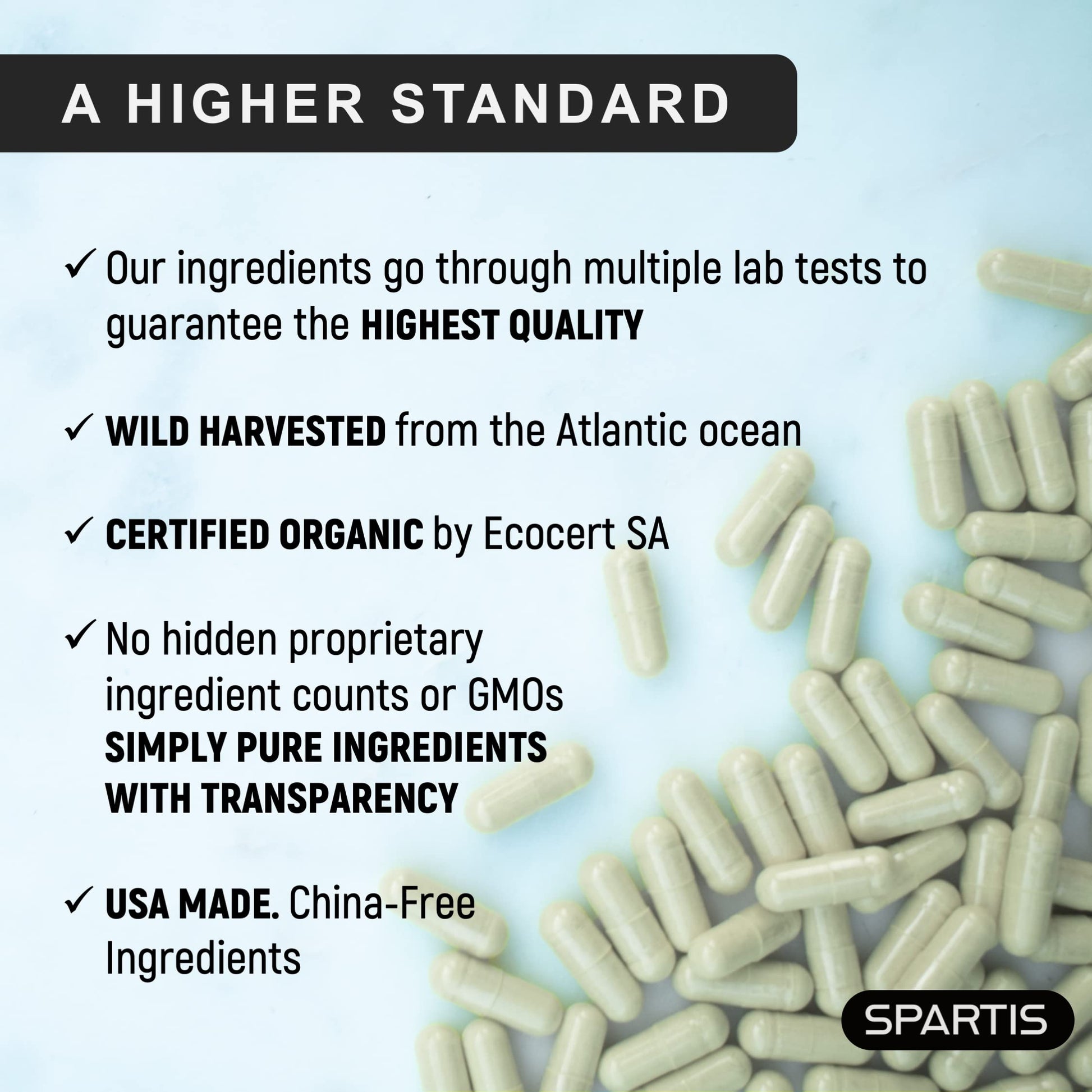 SPARTIS Certified Organic Sea Moss Capsules 2250mg Wildcrafted Irish Sea Moss Burdock Root Bladderwrack Supplement Raw Seamoss Pills & Powder (Pack of 1 at 180-Caps) SPARTIS Au supplements