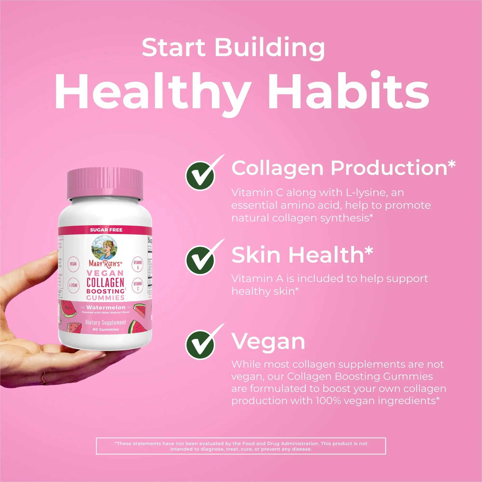 MaryRuth Organics Vegan Collagen for Women & Men, Collagen Boosting Gummies, Skin Care, Lysine, Vitamin C, Vitamin A, Amla, Supplement for Hair & Skin, Vegan, Non-GMO, Gluten Free, 90 Servings MARYRUTH'S Au supplements