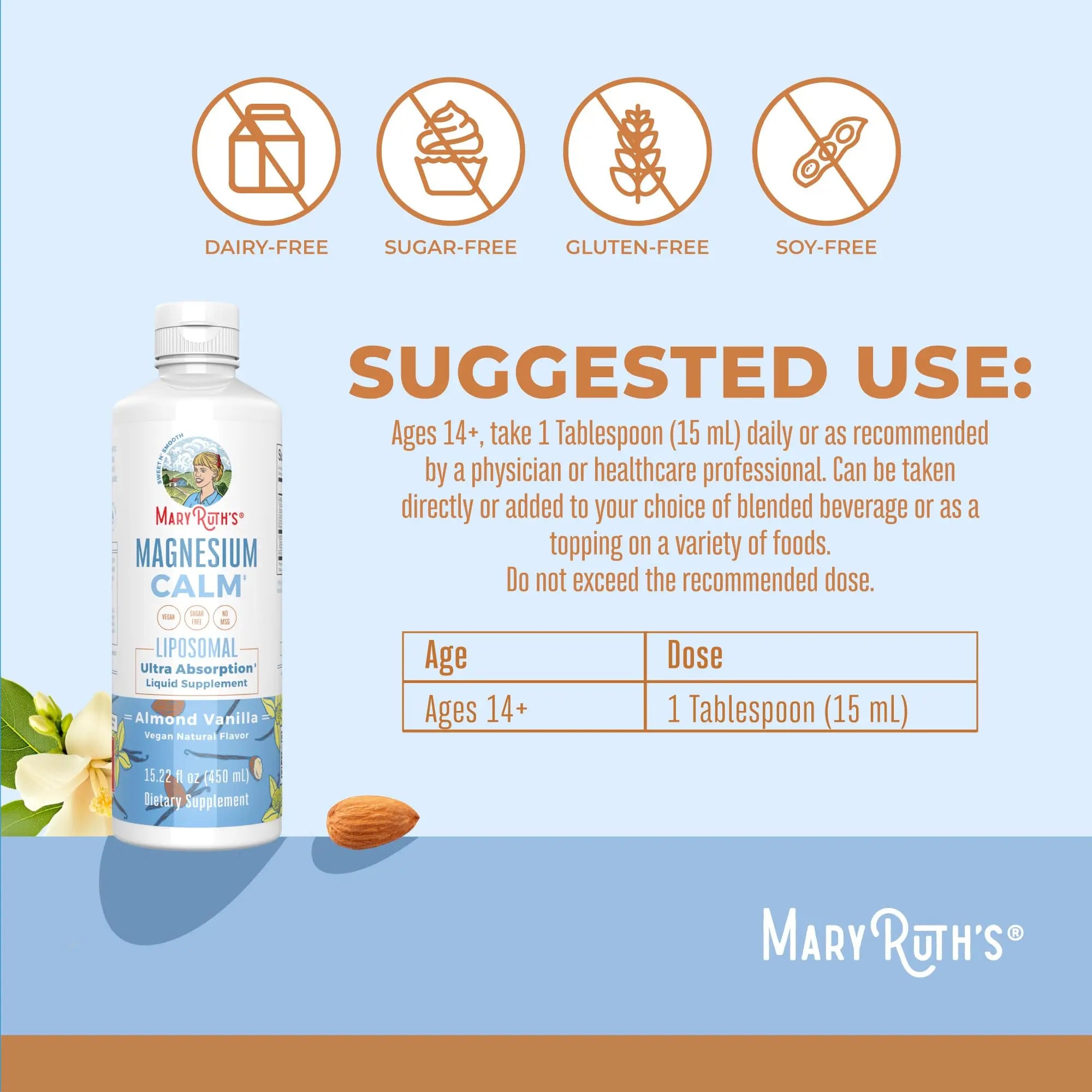 MaryRuth Organics Magnesium Liposomal| Magnesium Supplement | Magnesium Bisglycinate | Muscle & Bone Support | Mood Support Vitamin | Vegan | Non-GMO | Gluten Free | 15.22 Fl Oz | 30 Servings MARYRUTH'S Au supplements