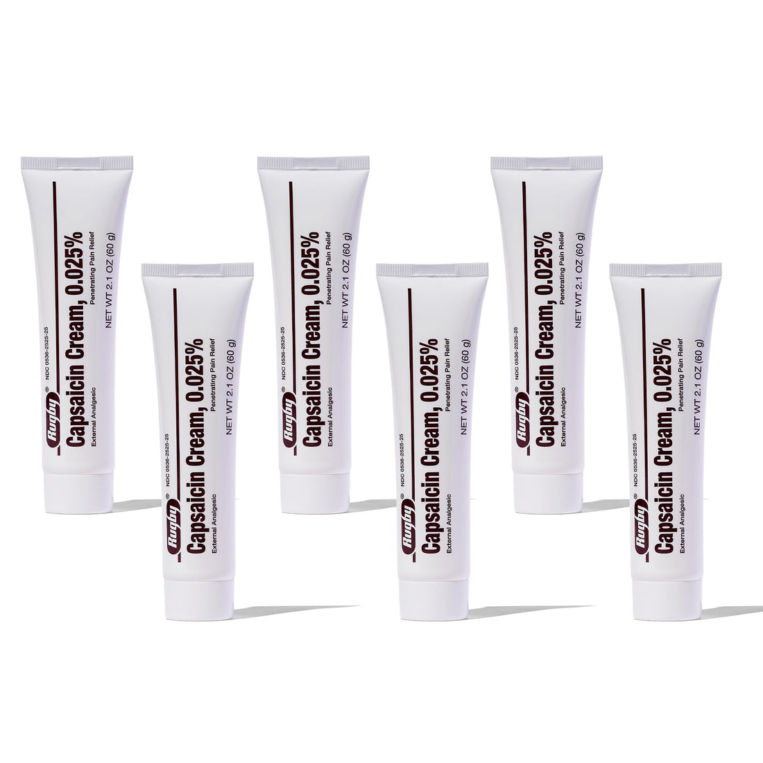 Rugby Capsaicin 0.025% Cream for Penetrating Pain Relief - 2.1 Oz (60g) (6 Pack) RUGBY LABORATORIES Au supplements
