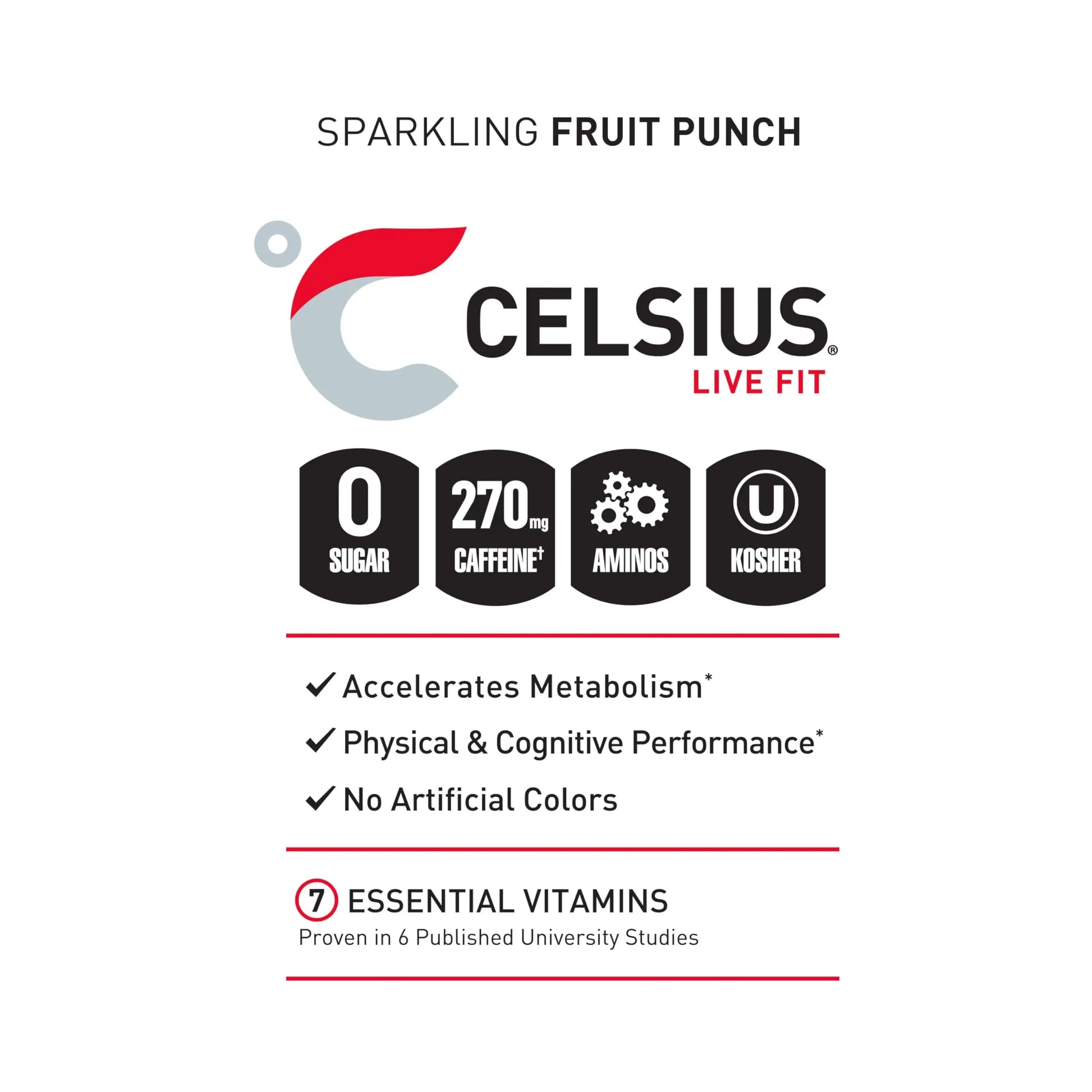 CELSIUS ESSENTIALS, Sparkling Fruit Burst, Performance Energy Drink 16 Fl Oz (Pack of 12) CELSIUS Au supplements