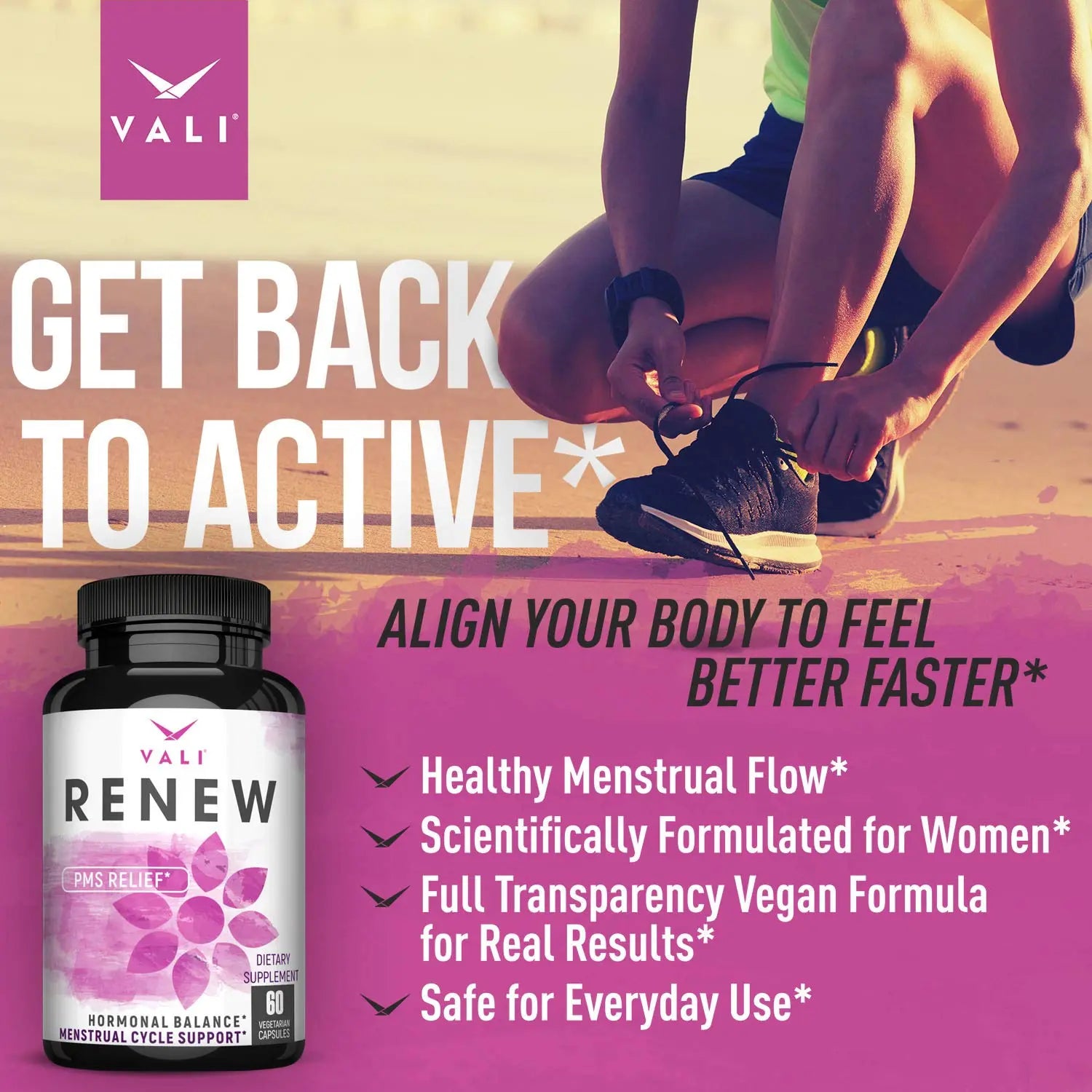 VALI Renew PMS Relief Supplement. Women’s Menstrual Cycle Support. Herbal Formula VALI Au supplements