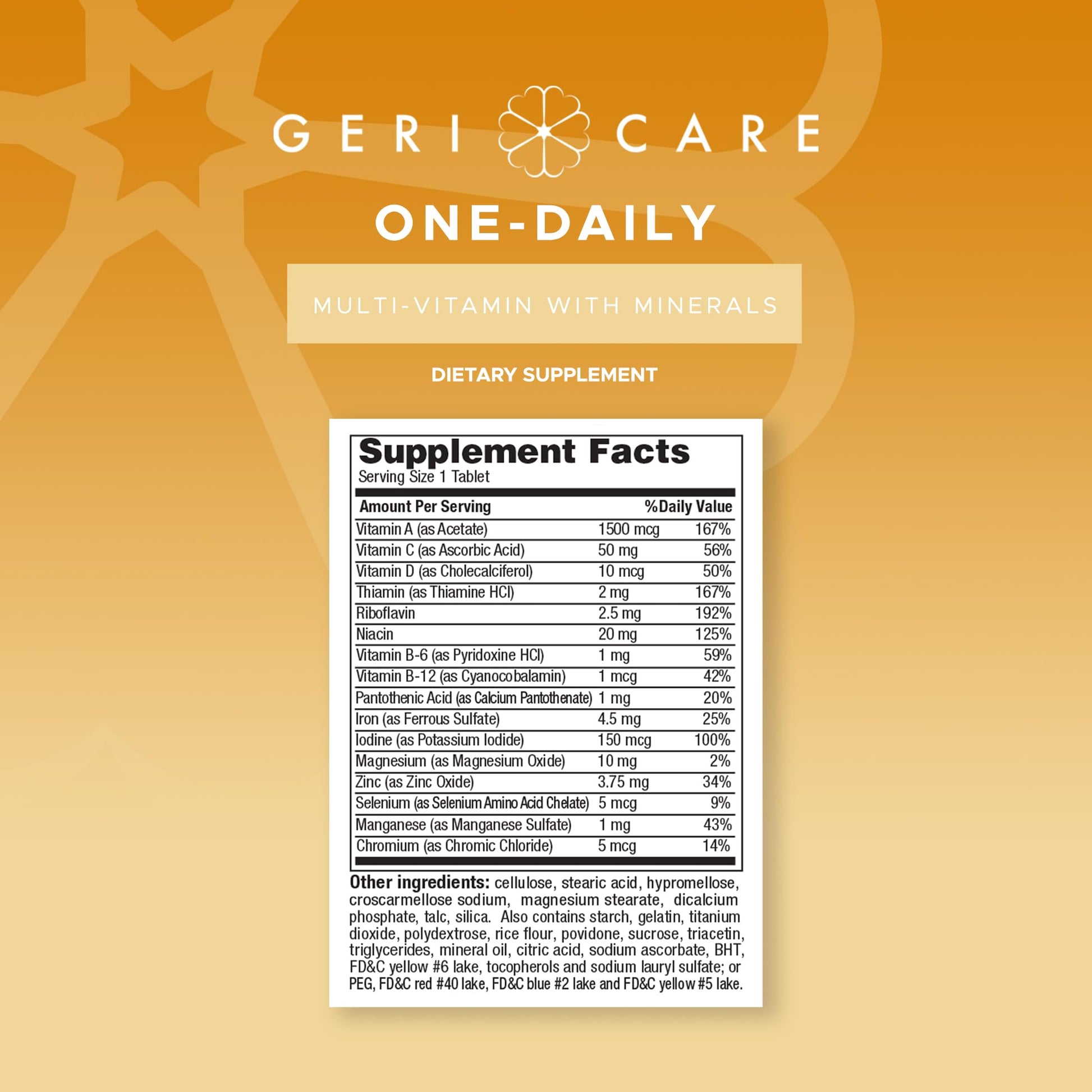 One-Daily Multivitamins with Minerals for Men & Women (100 Tablets) by GeriCare| High-Potency Multi-Vitamin & Multimineral Dietary Supplement for Immunity, Energy| Complete Daily Nutritional Support GeriCare Au supplements