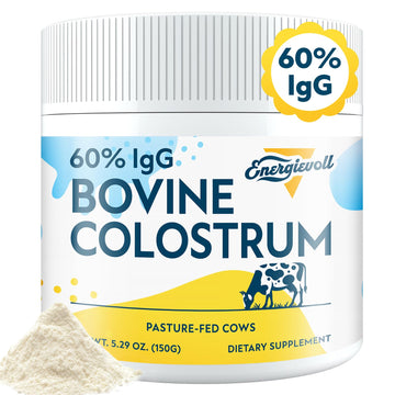 Energievoll Bovine Colostrum Supplement Powder - 60% IgG 3000 mg for Gut, Hair Growth, Beauty, and Immune, Easy to Mix, Unflavored (50 Servings) Energievoll Au supplements