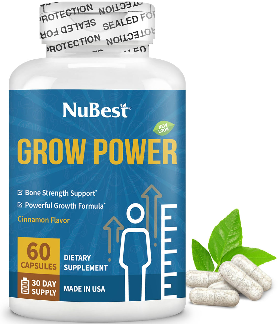 NuBest Grow Power - Calcium Supplement, Magnesium Supplement with Vitamin D3, B6, Zinc, Phosphorus and Multivitamin for Strong Bones, Overall Health for Age 10+ | 60 Capsules | 1 Month Supply NuBest Au supplements