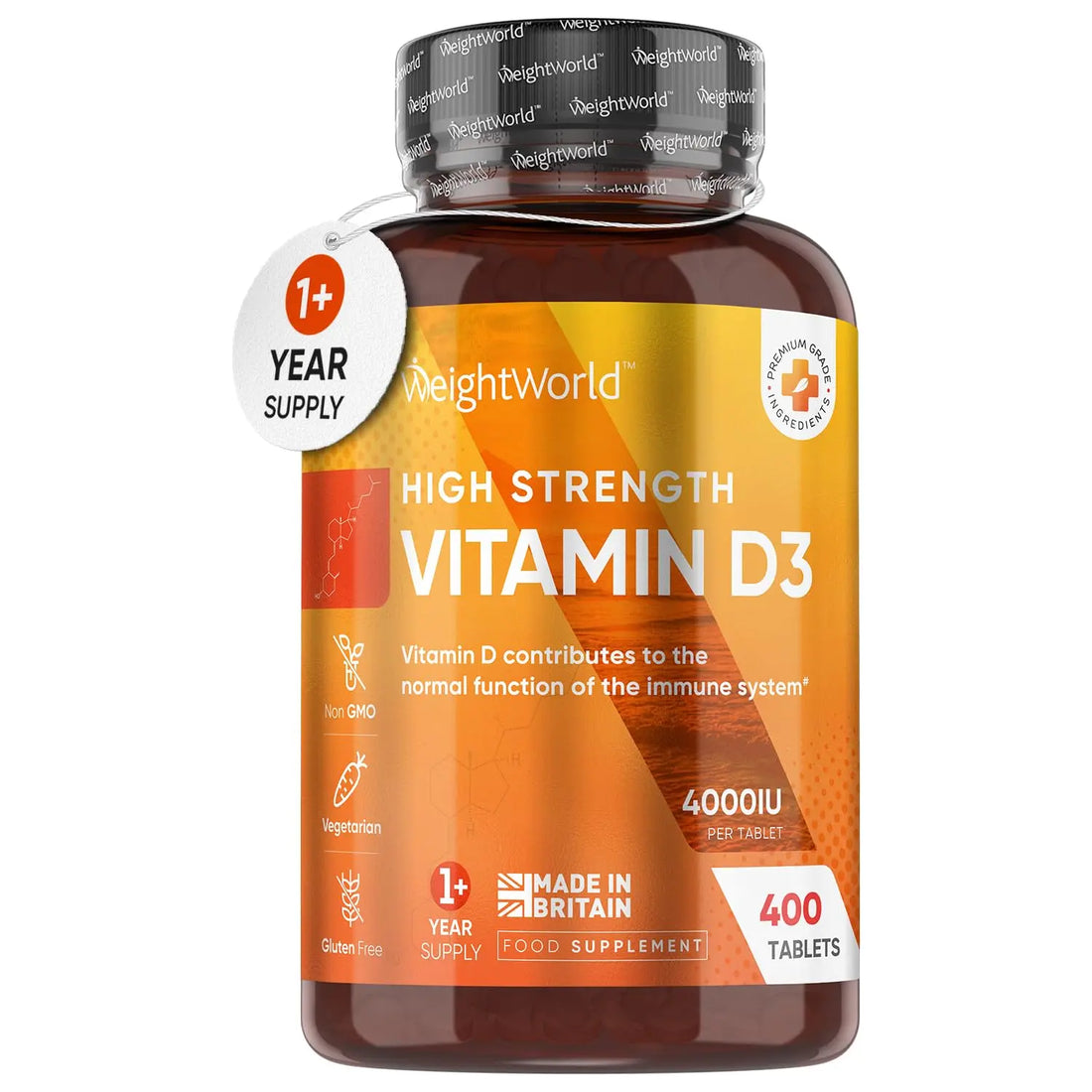 Vitamin D3 4000 IU – 400 High Strength Vitamin D Tablets (1+ Year Supply) – Vegetarian WeightWorld Au supplements