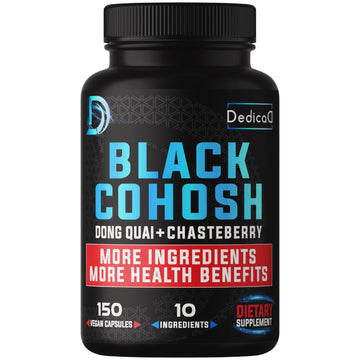 DEDICAD 12in1 Black Cohosh 5-Month Supply for Menopause Support Supplement with Dong Quai, Chasteberry, Red Raspberry, Licorice, Wild Yam & More - 150 Capsules DEDICAD Au supplements