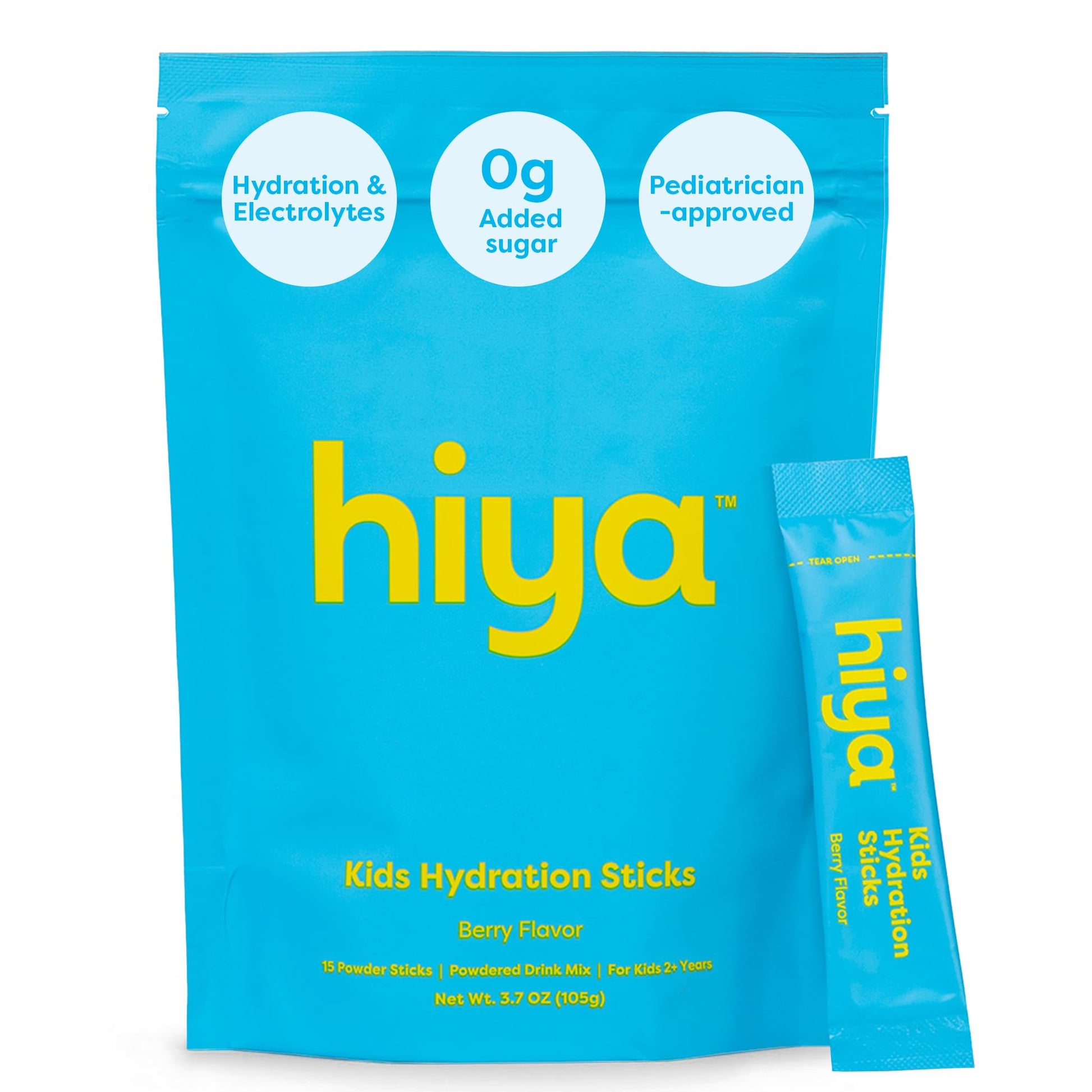 Hiya Kids Hydration with Electrolytes - Zero Added Sugar Berry Flavored Kids Hydration Packets - 15 Sticks - Travel-Friendly Drink Mix for Children Ages 2+ HIYA Au supplements