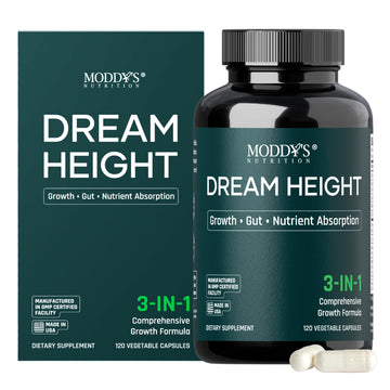 Moddy's Nutrition DreamHeight Growth Supplement for Kids & Teens, Bone, Immune & Sleep Support, Clinically Studied Formula, 120 Small Easy-to-Swallow Capsules Moddy's Nutrition Au supplements