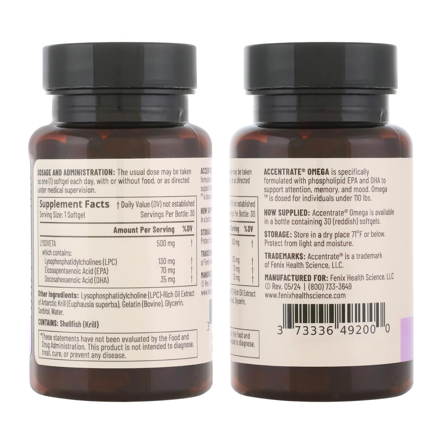 Omega w/LYSOVETA LPC | EPA & DHA Supplements for Brain Health | Focus, Attention, Memory, & Mood | 6X Higher Absorption Than Fish Oil | Omega-3 Fatty Acid Supplements | Highest Potency LPC-DHA Accentrate Au supplements