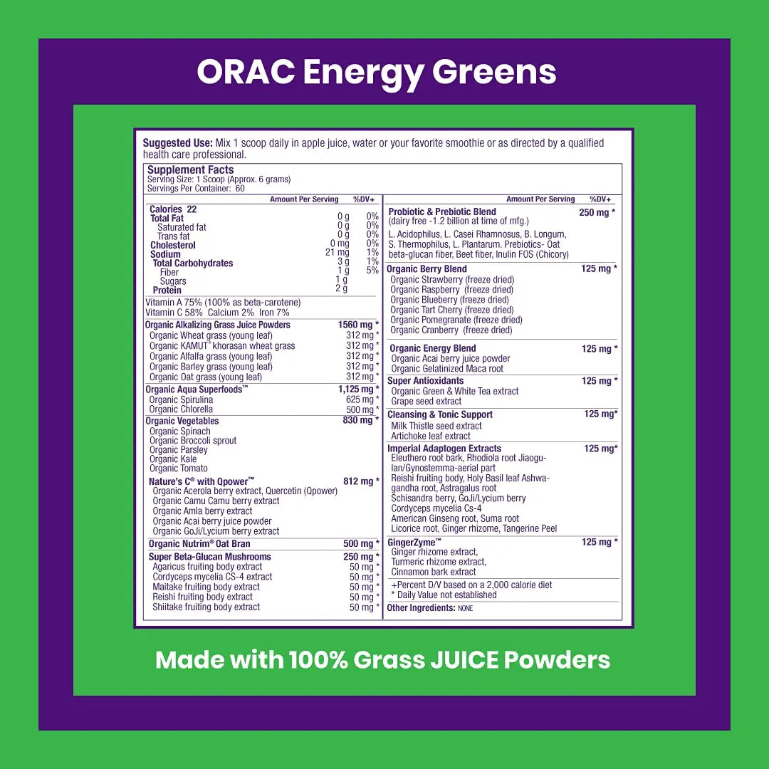 Paradise ORAC Energy Greens Powder Extract, Super Antioxidants, Probiotics for Gut Paradise Herbs Au supplements