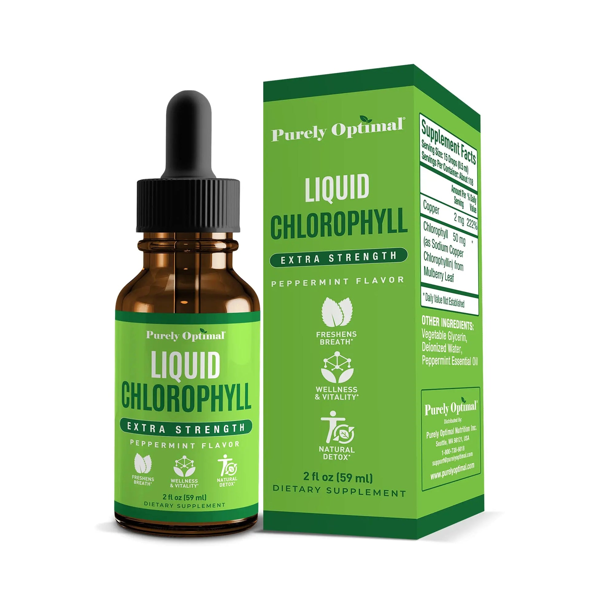 Premium Chlorophyll Liquid Drops - 100% Natural & Gluten Free Liquid Chlorophyll Purely Optimal Au supplements