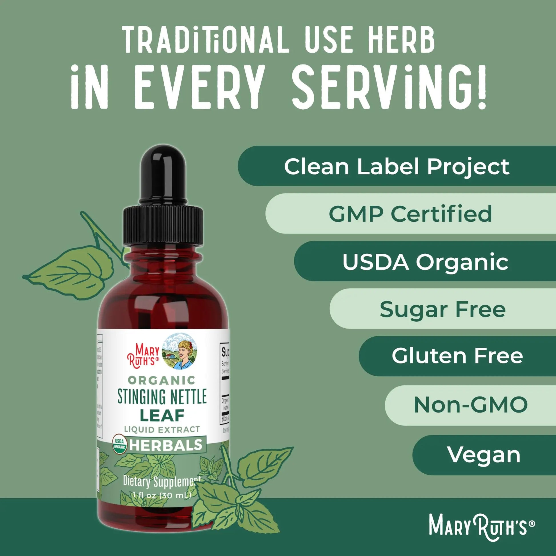 MaryRuth Organics Stinging Nettle Leaf Extract | Detox Supplement Herbal Drops | USDA Organic | Vegan | Non-GMO | Gluten Free | 1 Fluid Oz MARYRUTH'S Au supplements