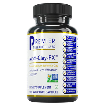 Premier Research Labs Medi-Clay-FX: Bentonite Clay Capsules for Detoxification | Food Grade Smectite Supplement | Absorb Toxins, Supports Cellular Health and Mold Detox - 90 Capsules Premier Research Labs Au supplements