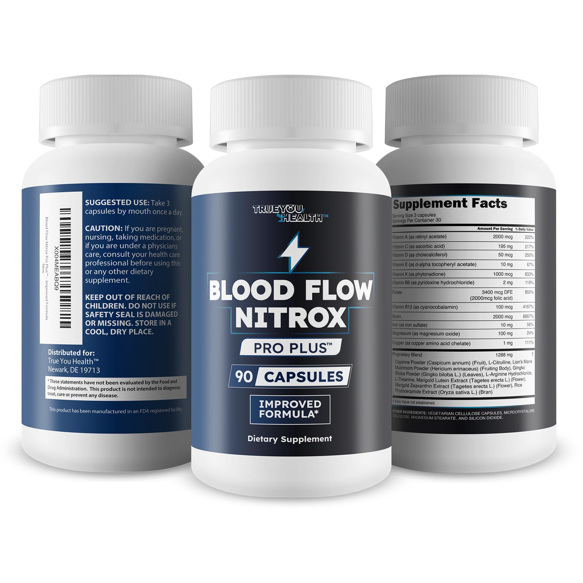 Blood Flow Nitrox Pro Plus - Improved Formula - Our Best Blood Circulation Supplements For Men - Vasodialators - Increase Blood Flow Care Blood Circulation Supplement Blood Flow Supplement For Men True You Health Au supplements