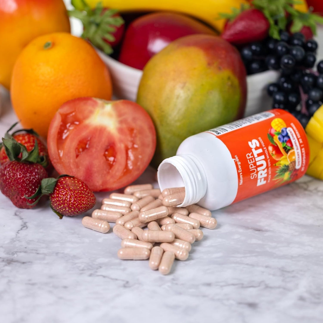Fruits and Veggies Supplement - Nature Fruits and Vegetables Supplements - Vegan, Non GMO, Soy Free, Superfood Vitamins & Minerals Nutritional Balance - (Total 180 Capsules - Pack of 2) Made in USA Nature's Evergreen Au supplements