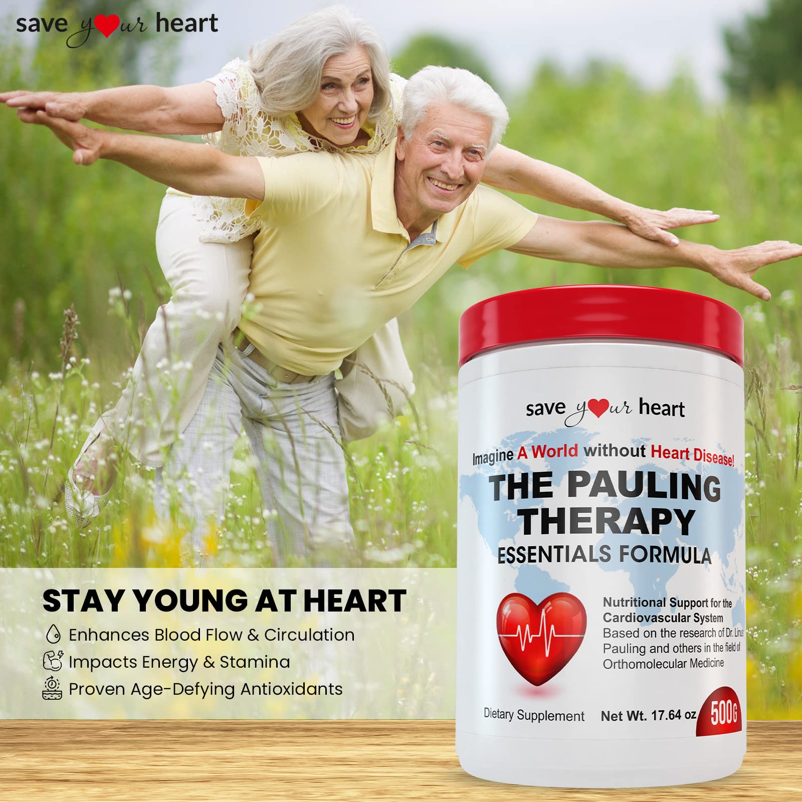 SAVE YOUR HEART Cardio Heart Health Powder Supplement - The Pauling Therapy Essentials Formula (PTEF) Healthy Vitamin C, B-12, L-Lysine, L-Arginine, Magnesium, Zinc + Vitamins, Minerals & Antioxidants SAVE YOUR HEART Au supplements