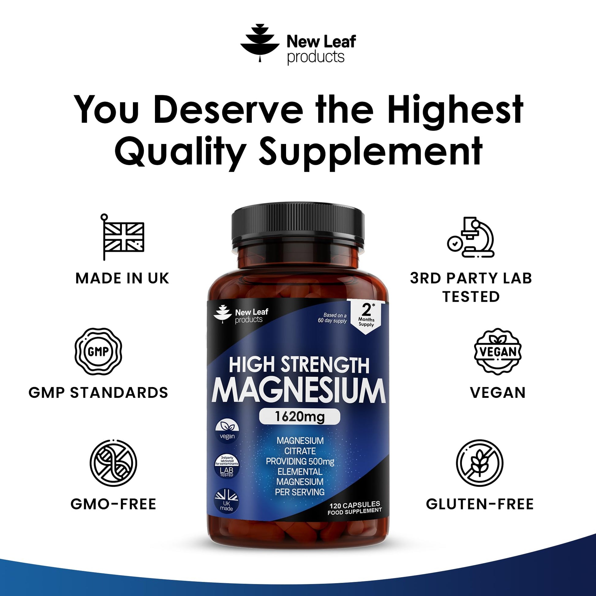 Magnesium Supplements 1620mg - Super Strength - Magnesium Citrate Capsules NEW LEAF PRODUCTS Au supplements