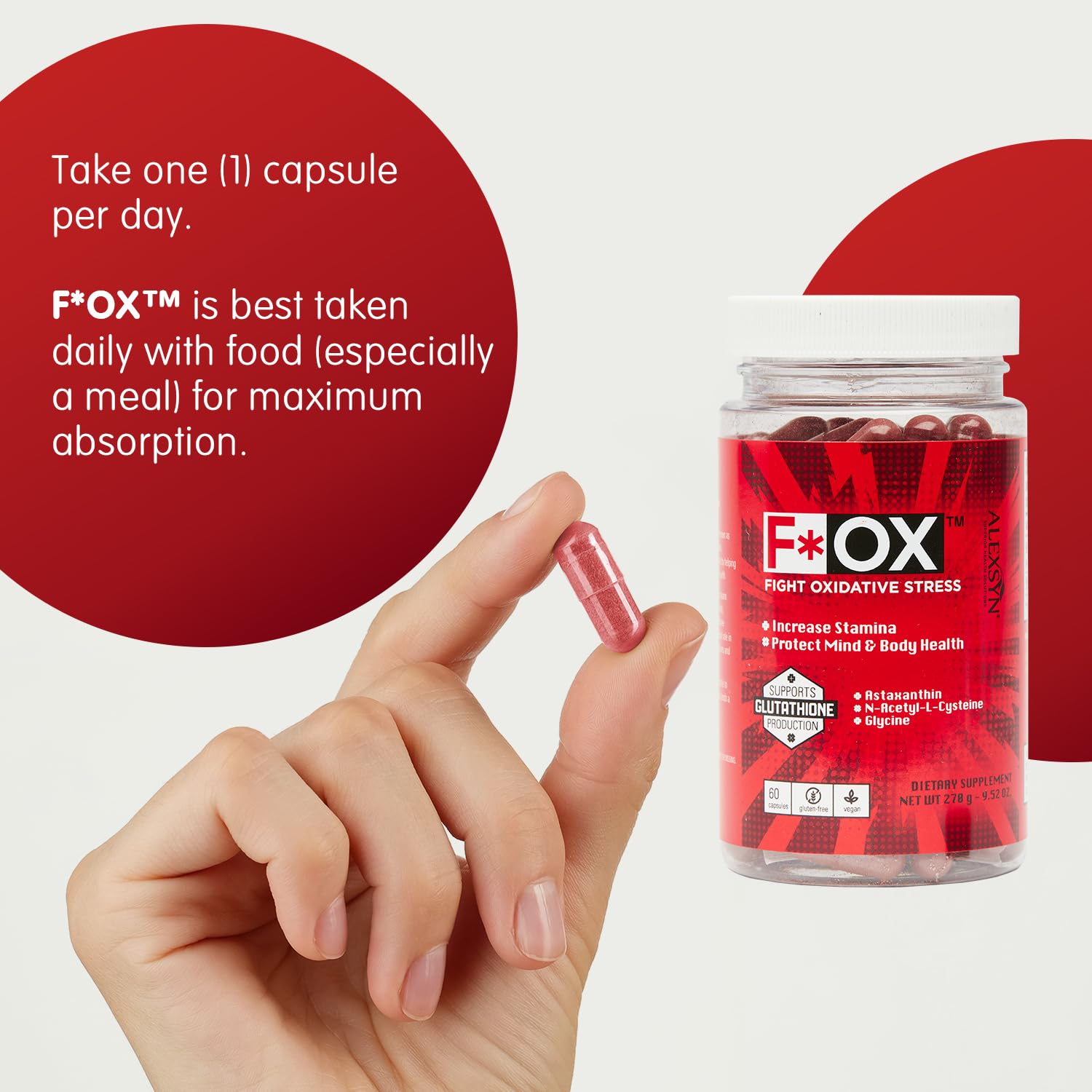Alexsyn Antioxidant Support Formula – Concentrated Vegan & Gluten-Free Capsules – Helps Defend Against Oxidative Stress and Maintain Daily Vitality – 60 Capsules Alexsyn Au supplements