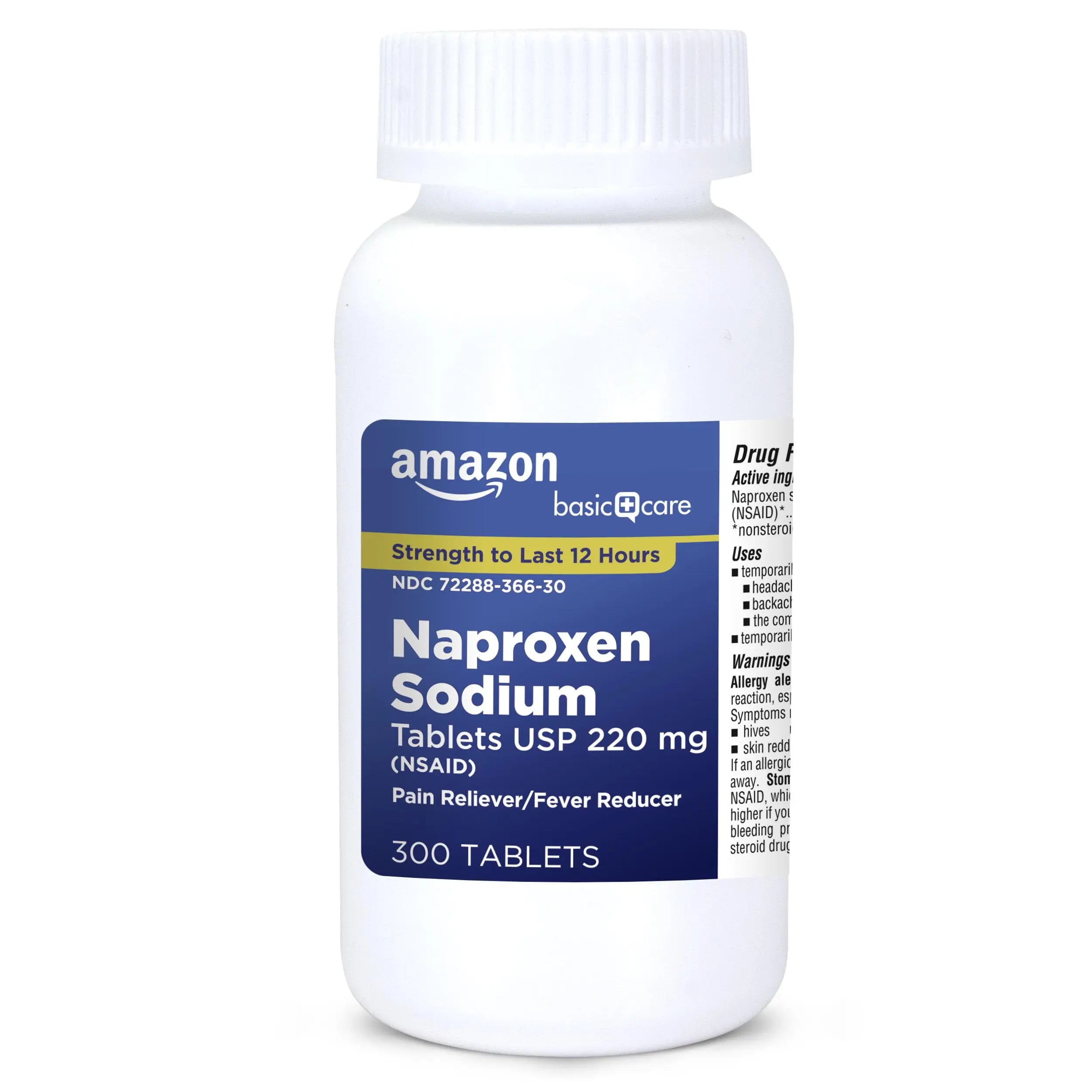 Amazon Basic Care Naproxen Sodium Tablets 220 mg, Pain Reliever/Fever Reducer (NSAID), 12-Hour Relief for Headache, Backache, Menstrual Pain, Muscle Aches, Arthritis, 300 Count Amazon Basic Care Au supplements