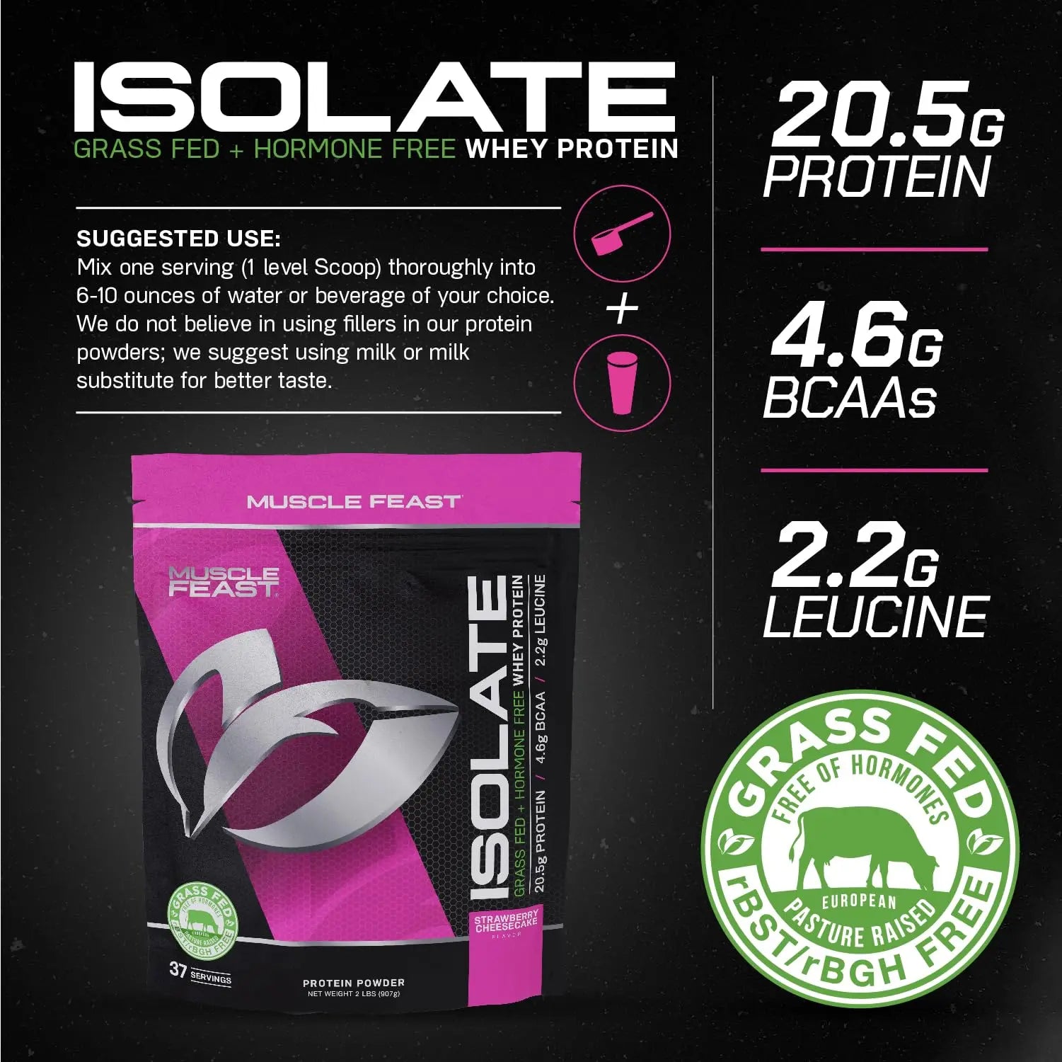 Muscle Feast Grass-Fed Whey Protein Isolate, All Natural Hormone Free Pasture Raised Muscle Feast Au supplements