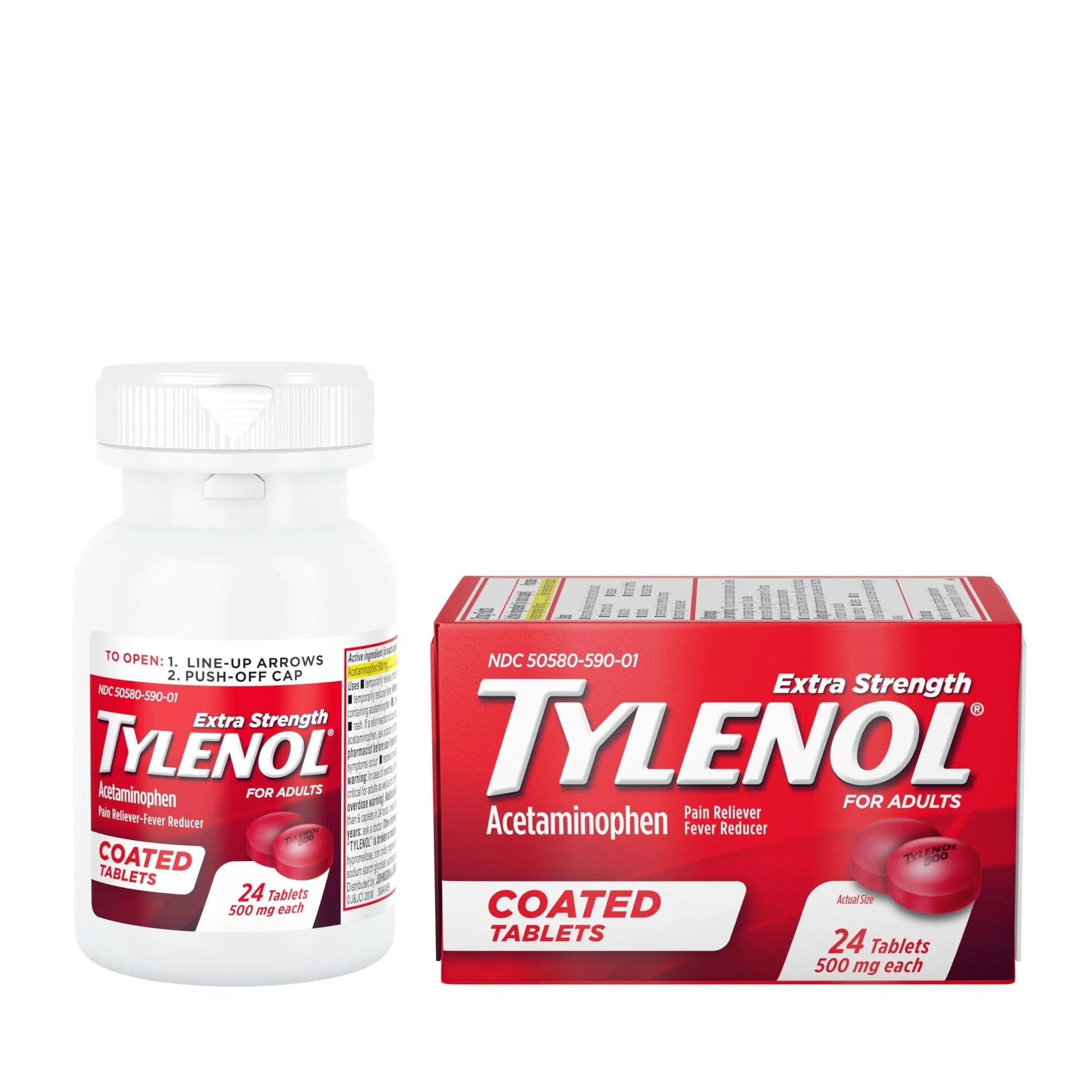 Tylenol Extra Strength Pain Reliever & Fever Reducer, Round Coated Tablets, 500 mg Acetaminophen Pain Relief Pills for Headache, Toothache & Minor Arthritis Pain, 24 ct Tylenol Au supplements