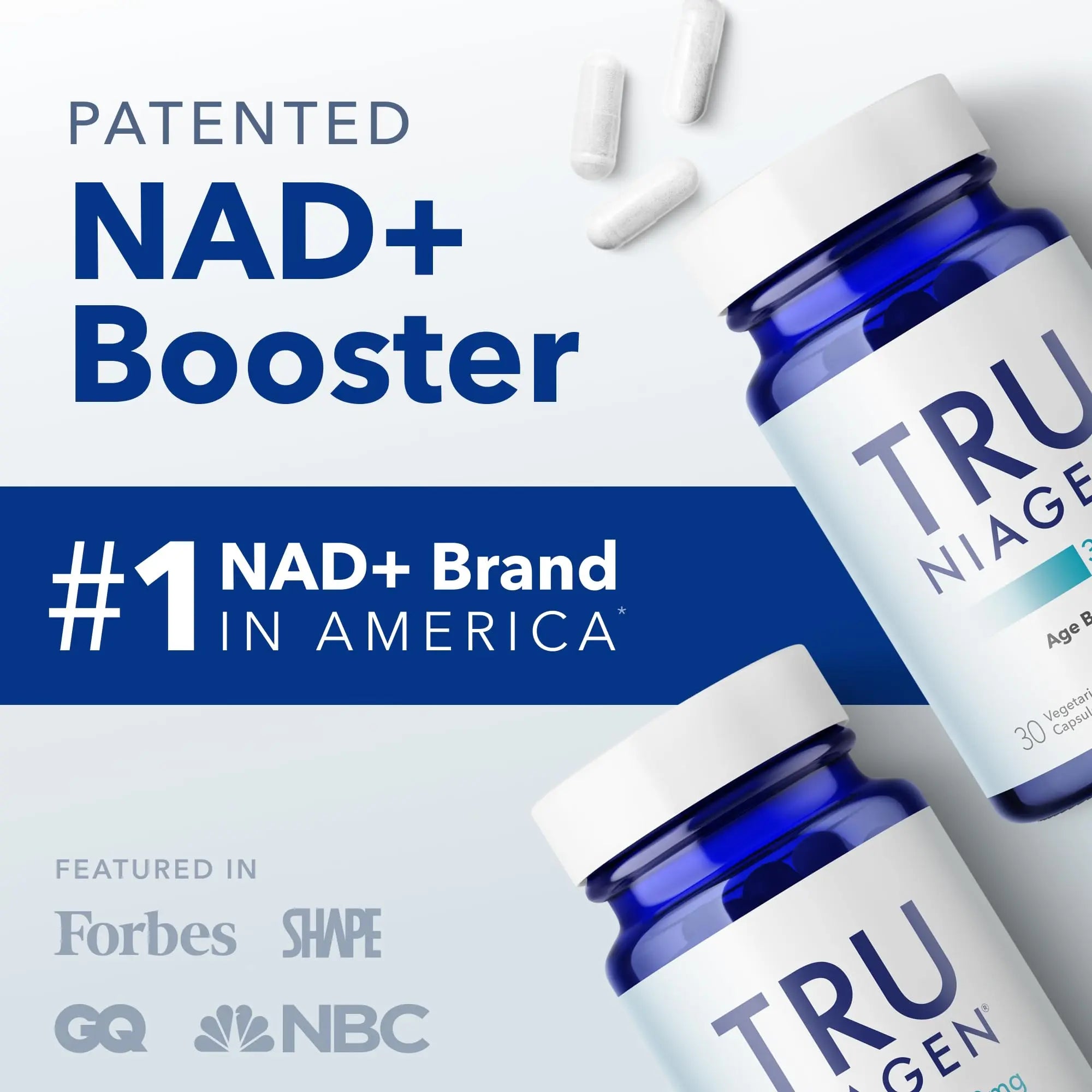 TRU NIAGEN Patented NAD Supplement for Brain Function, Anti Aging & Cell Regeneration, 300mg Niagen, 30 Servings | Supports Cellular Energy, Muscle | Nicotinamide Riboside (NR) Take 1 Daily | 2 Bottle TRU NIAGEN Au supplements