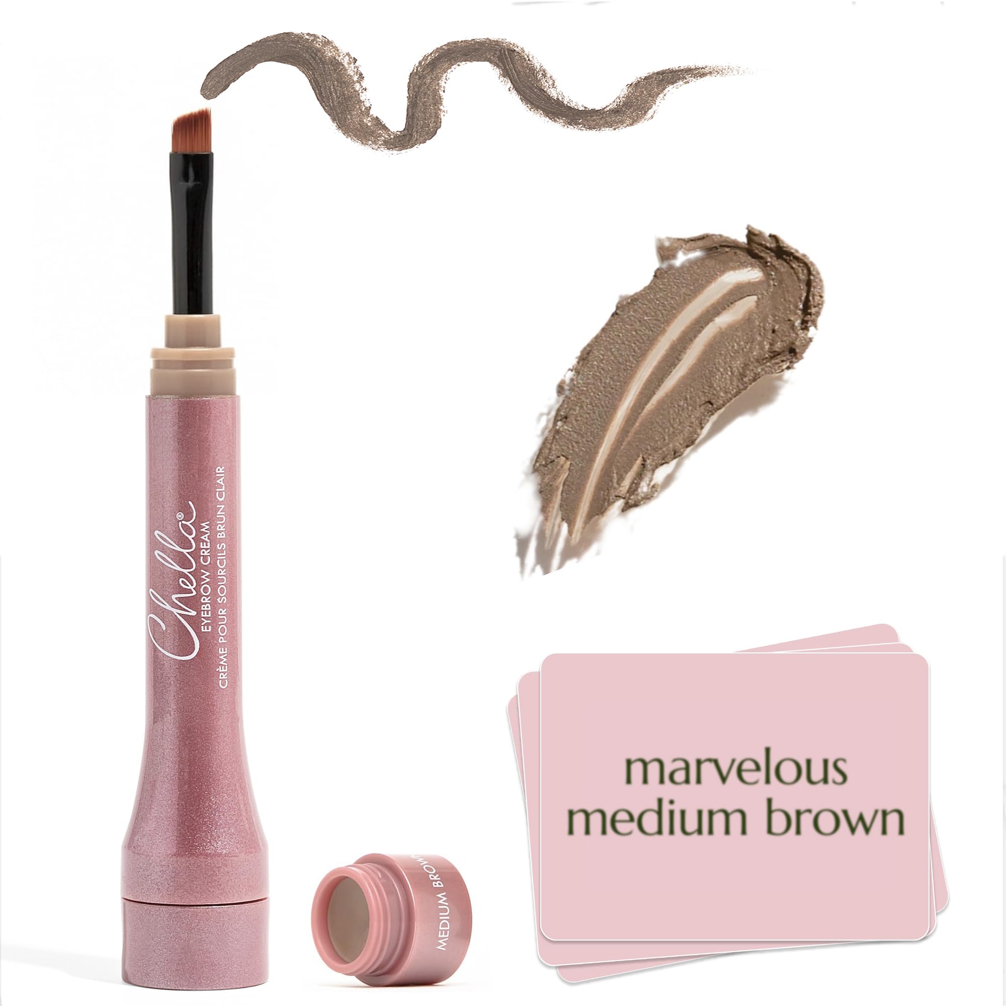 Chella Eyebrow Cream, Marvelous Medium Brown - Vegan, Cruelty Free, Paraben Free, Gluten Free Eyebrow Pomade Makeup - Long Wearing, Velvet Consistency, Water Proof Chella Au supplements