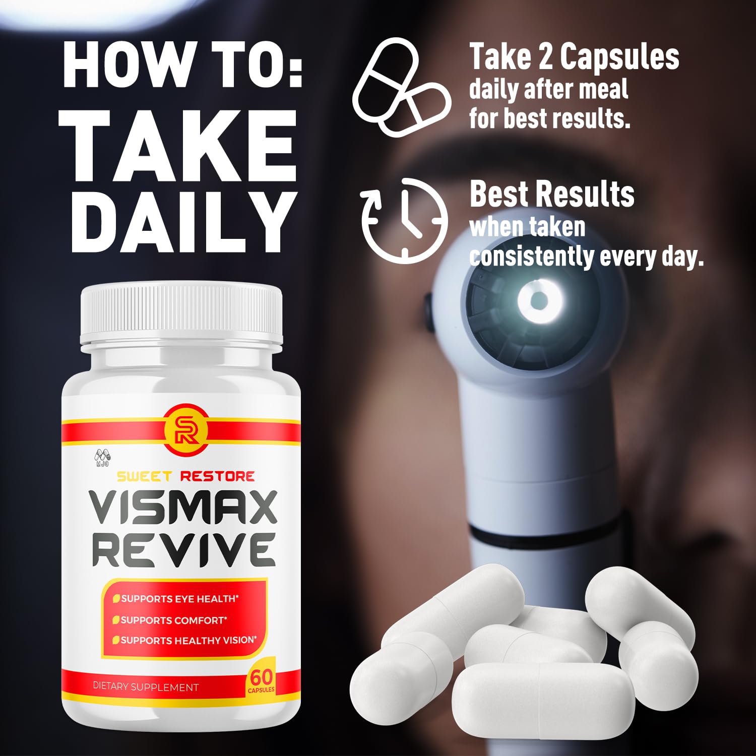 (2 Pack)Vismax Revive Capsules, Official VismaxRevive Vision Support Supplement with All Natural Ingredients, Advanced Eye Health Formula & Vision Vitamin Supporting Wellness Naturally (120 Capsules) MJO Au supplements