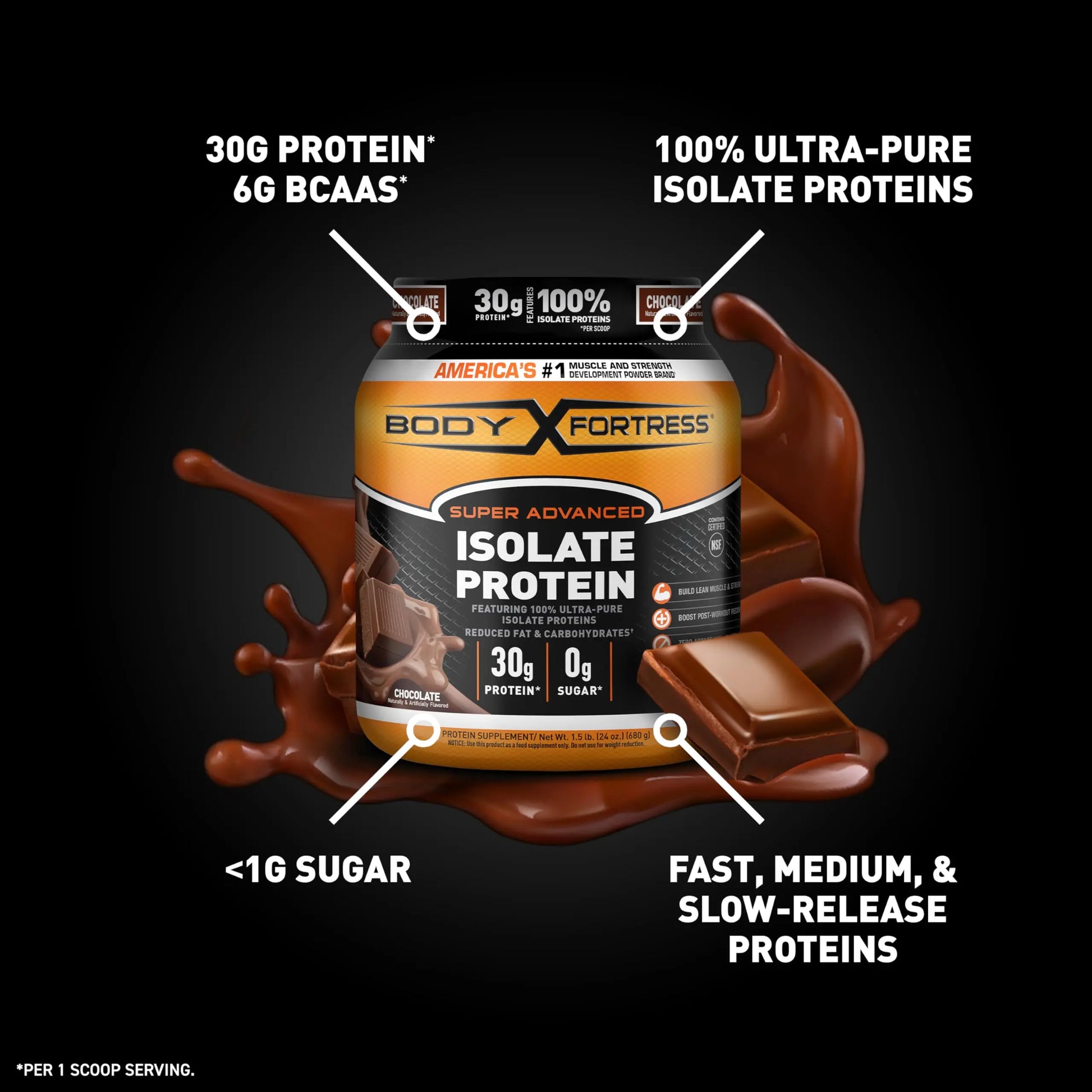 Body Fortress Super Advanced Isolate Protein, Chocolate Protein Powder Supplement Body Fortress Au supplements