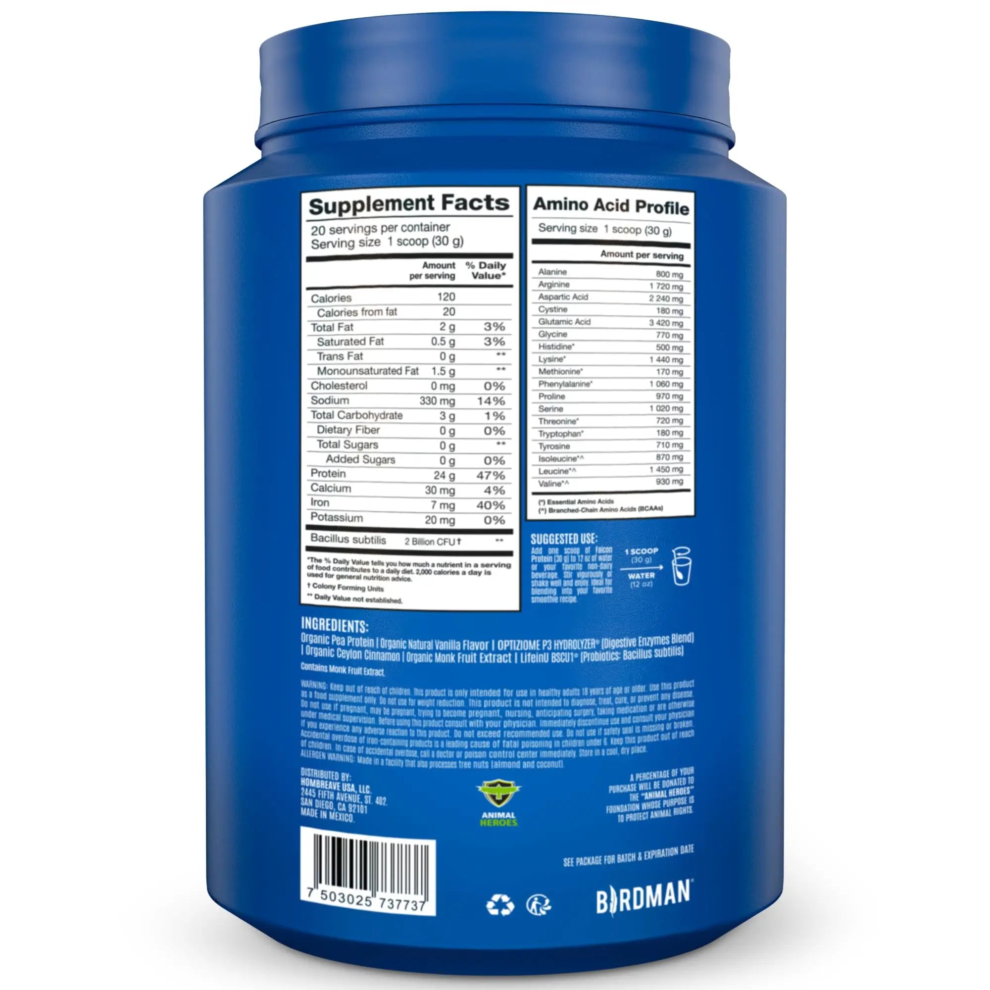 BIRDMAN Falcon Vegan Protein Powder Organic, Stevia & Sugar Free, Plant Based Protein BIRDMAN Au supplements