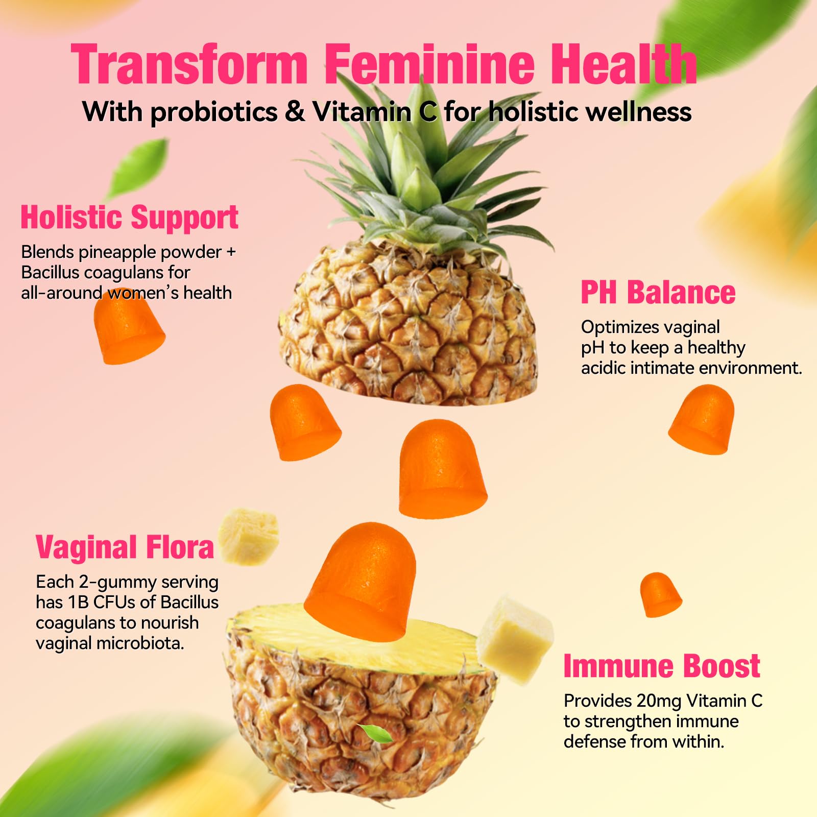 QualiLife Premium Feminine Balance Gummies for Women – Probiotic Vaginal Health Support with Vitamin C – pH Balance & Flora Support – Sugar Free, Vegan, Hawaiian Pineapple Flavor – 60 Gummies (1) QualiLife Au supplements