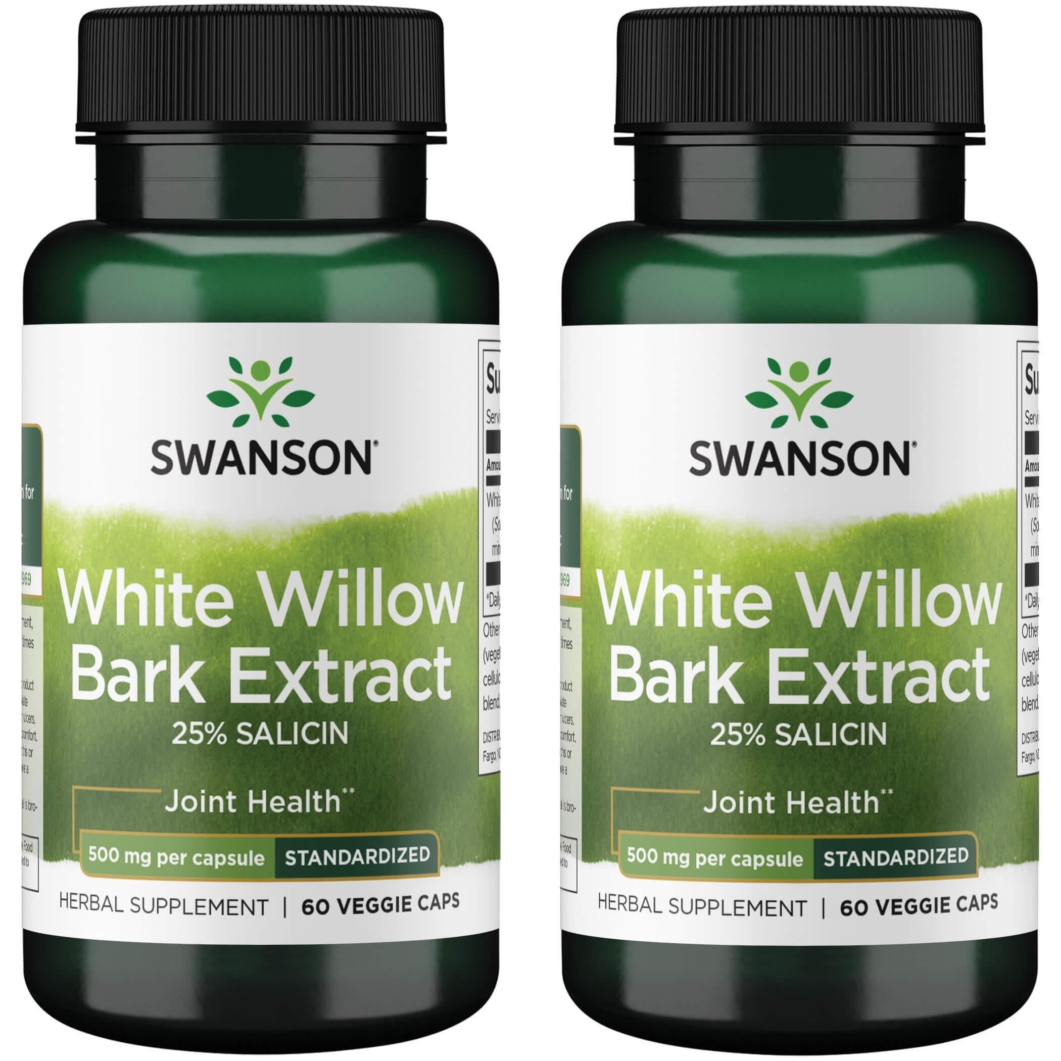 Swanson Maximum Strength White Willow Bark Extract-Promotes Joint Support & Muscle Relief-Standardized to 25% Salicin-Natural Supplement with No Stomach Irritation (60 Veggie Caps, 500mg Each) 2 Pack Swanson Au supplements