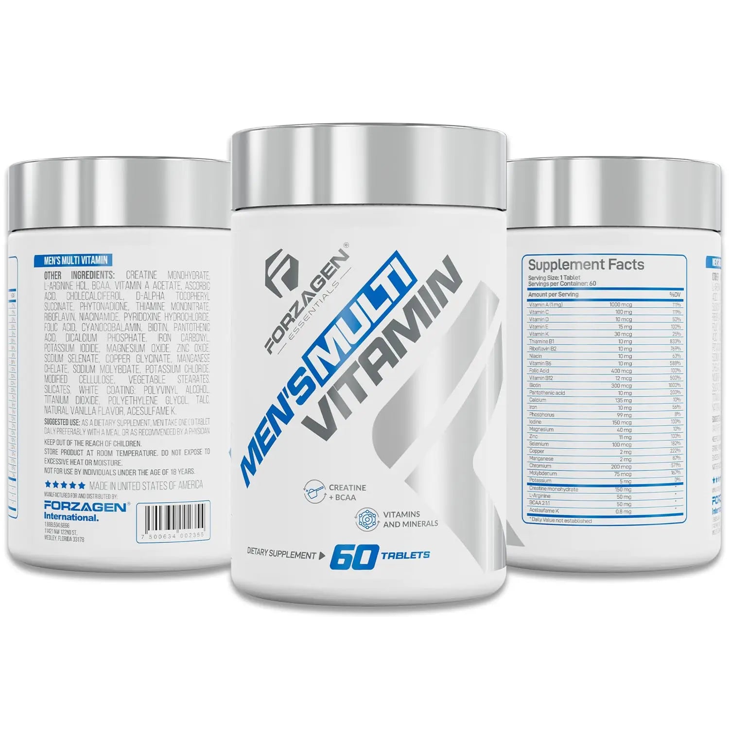 Forzagen Essentials Men's Multivitamin with Creatine and BCAA, Complete Vitamin and Mineral Complex, 60 Tablets Forzagen Au supplements