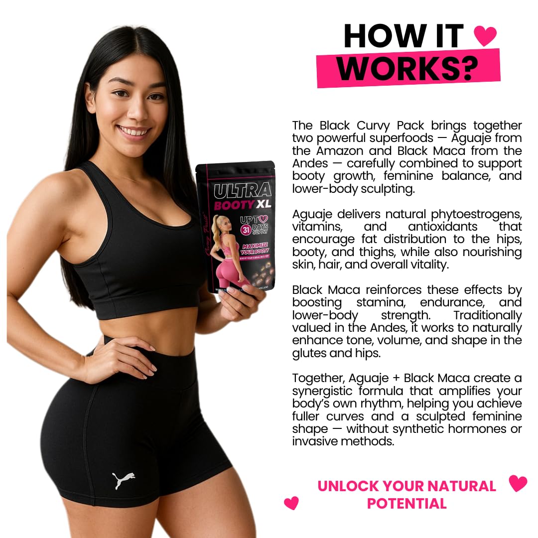 Curvy Fruit Maximum Booty Growth – Ultra Booty Powder with Aguaje + Black Maca – Glute Volume Supplement for Women Curvy Fruit Au supplements